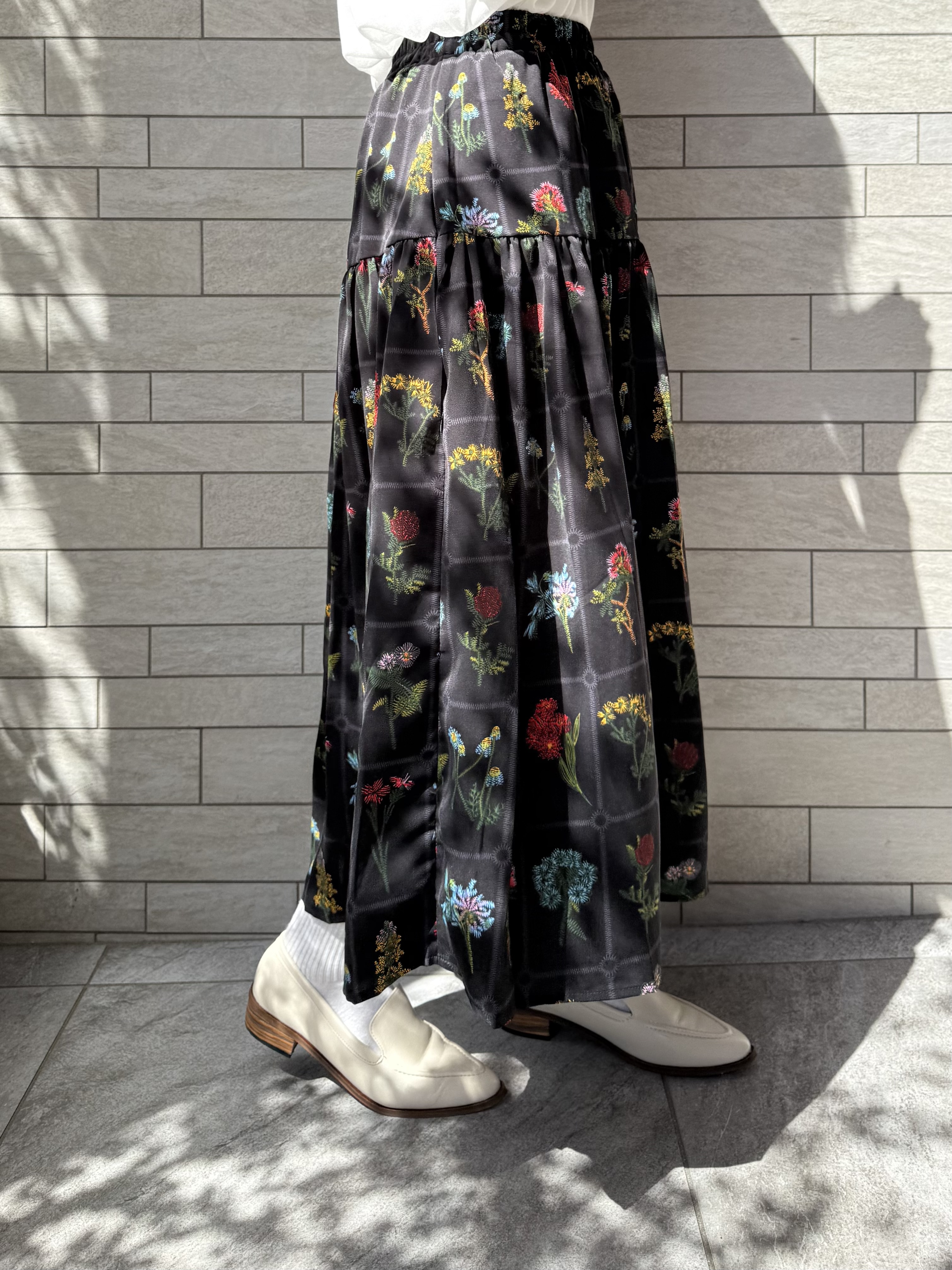 花花圖案雪紡A line半身裙