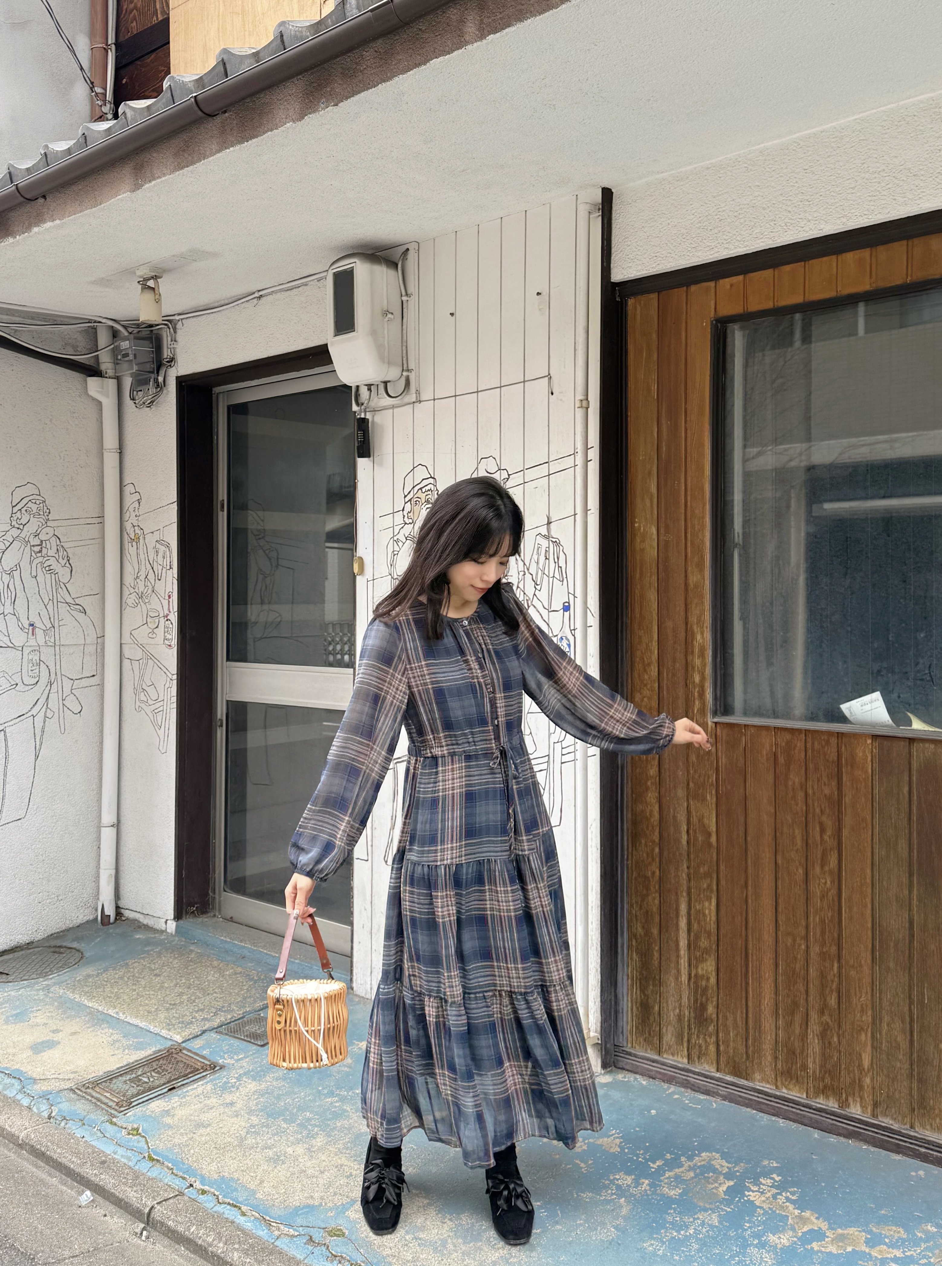 英倫格雪紡連身裙