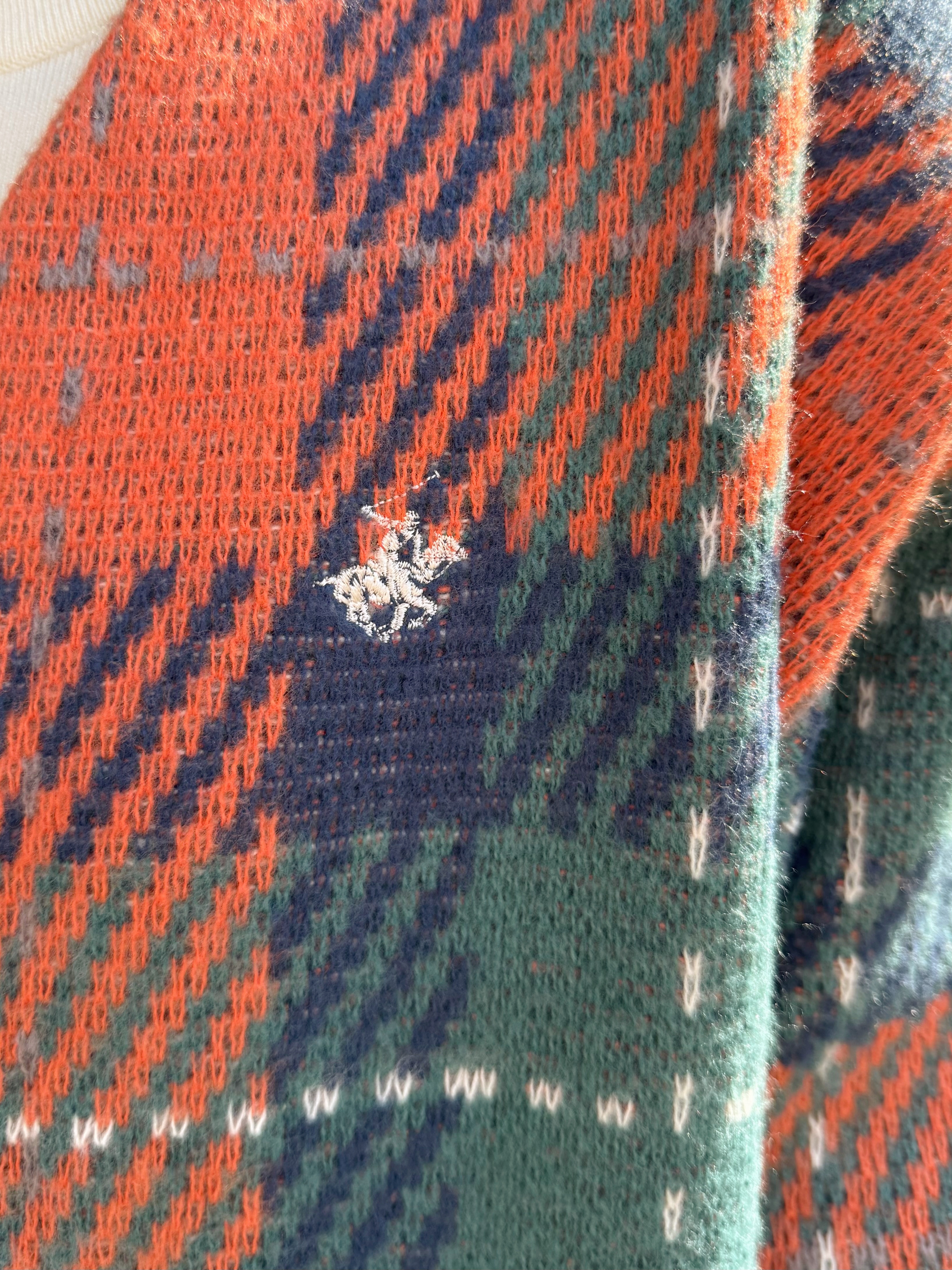 4色•Polo拼色大格紋針織外套