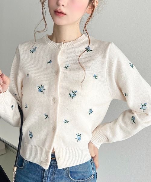 3色•M-L碼•花卉刺繡針織外套