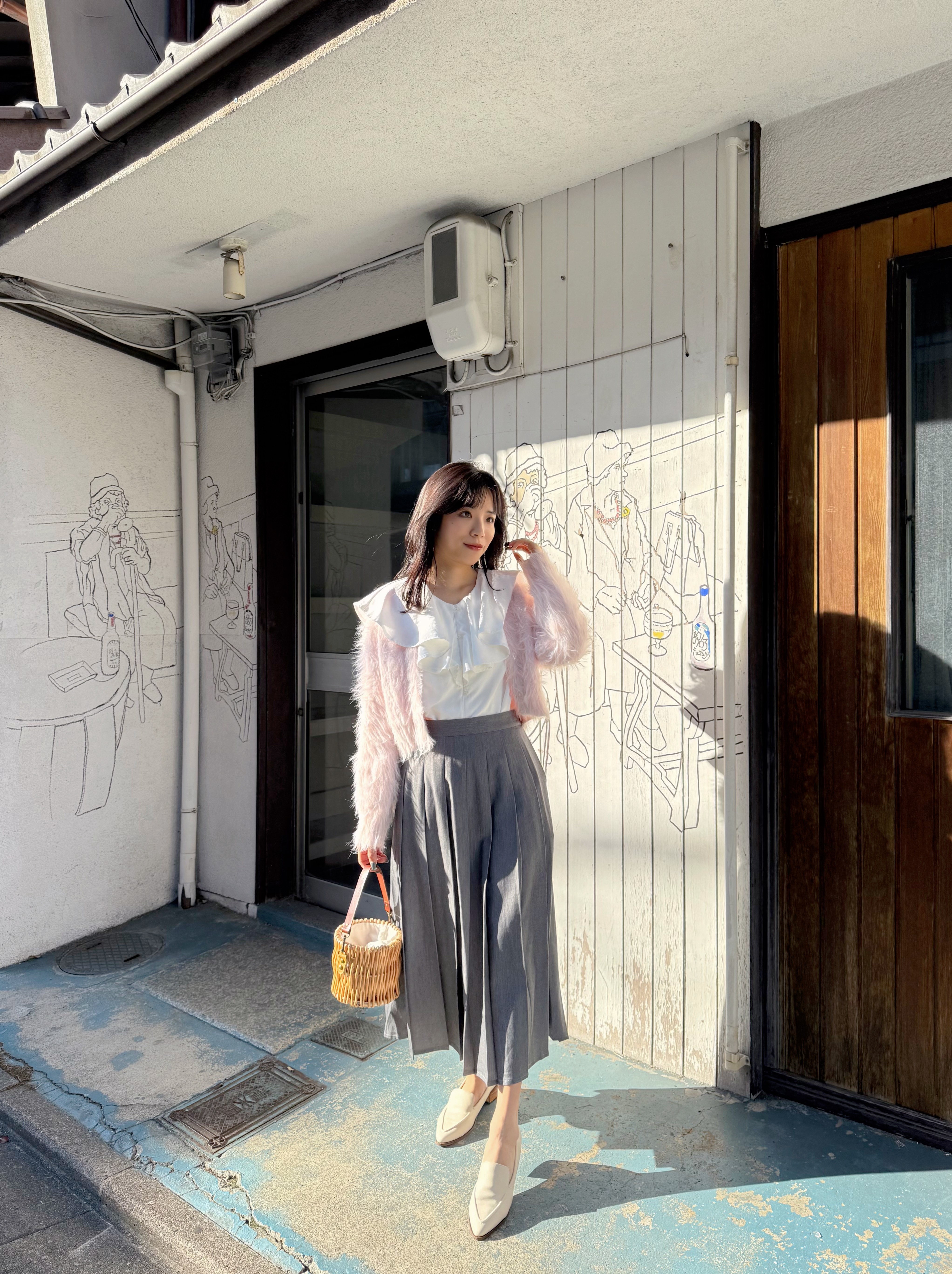 4色•毛毛淨色圓領外套