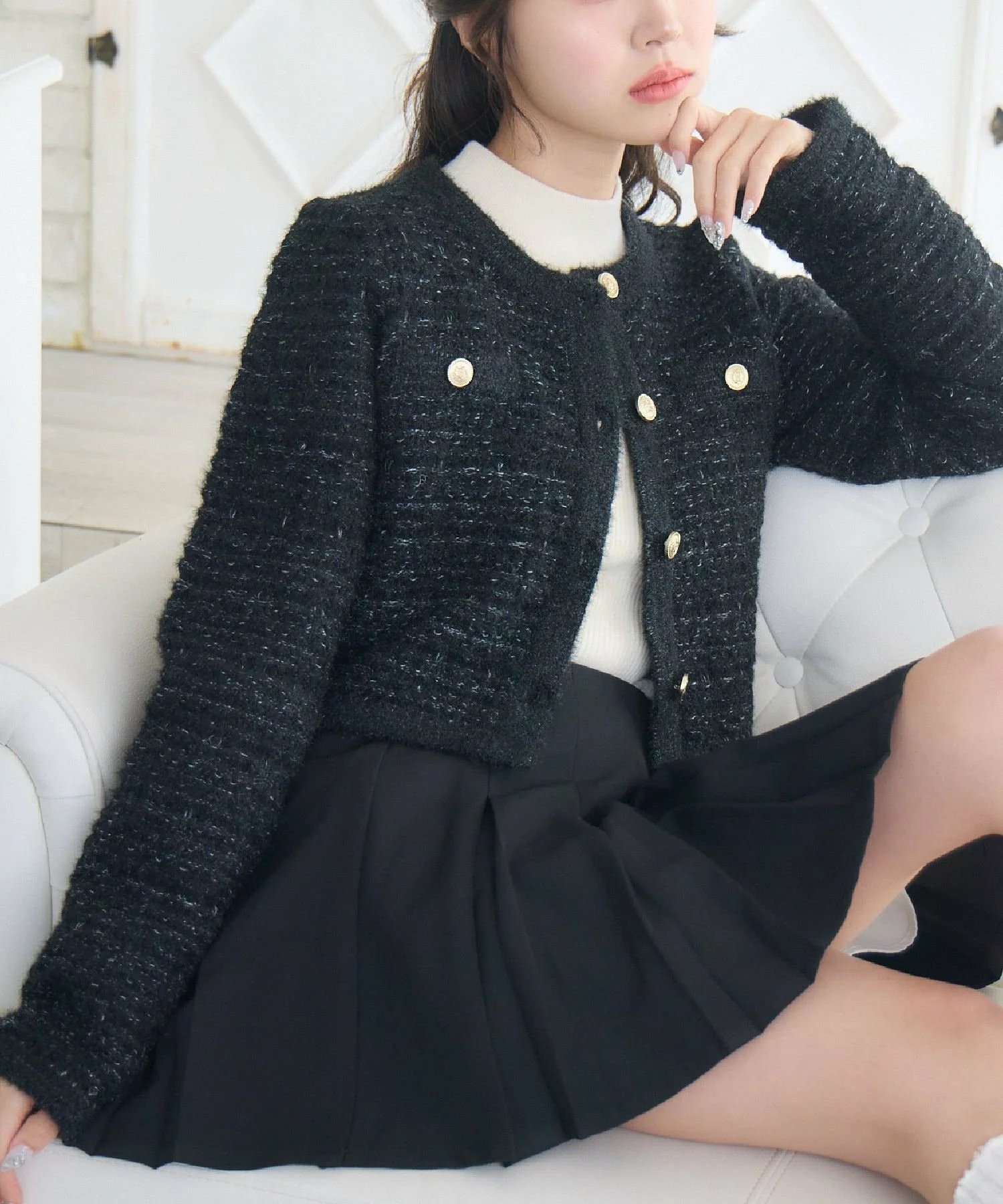 圓領Tweed風冷外套