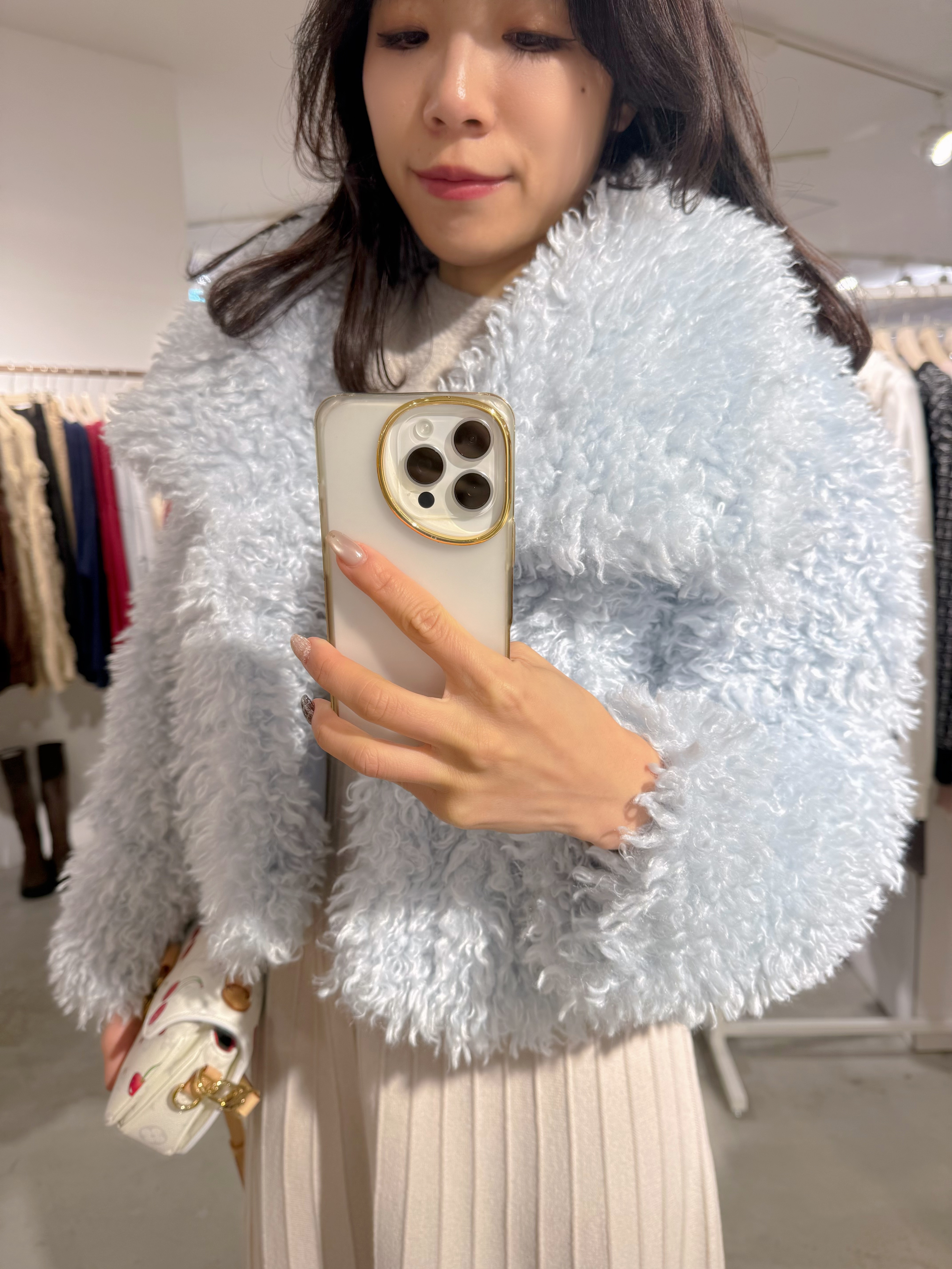 3色•捲捲毛毛翻領外套