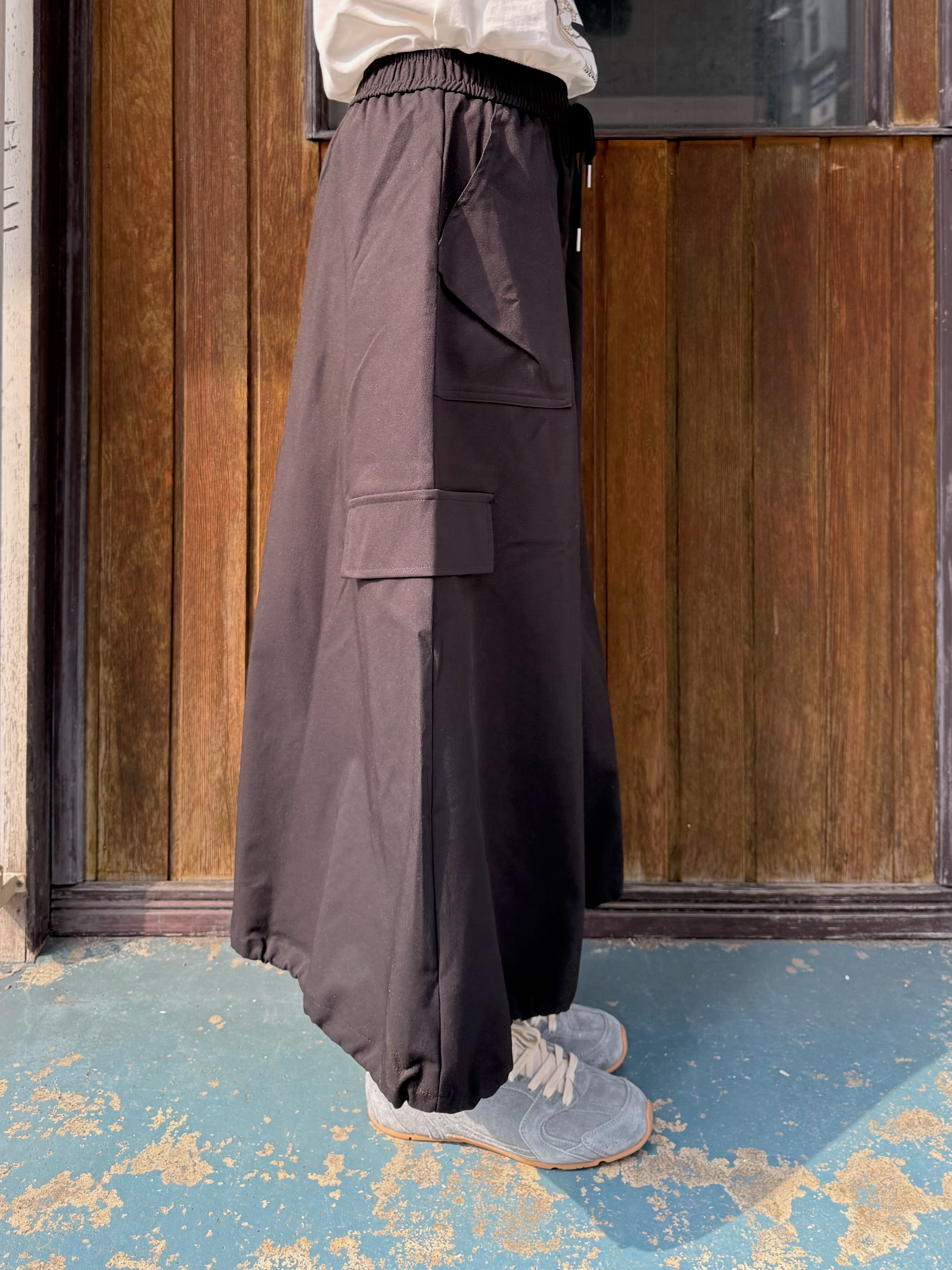 淨色泡泡有袋A line裙