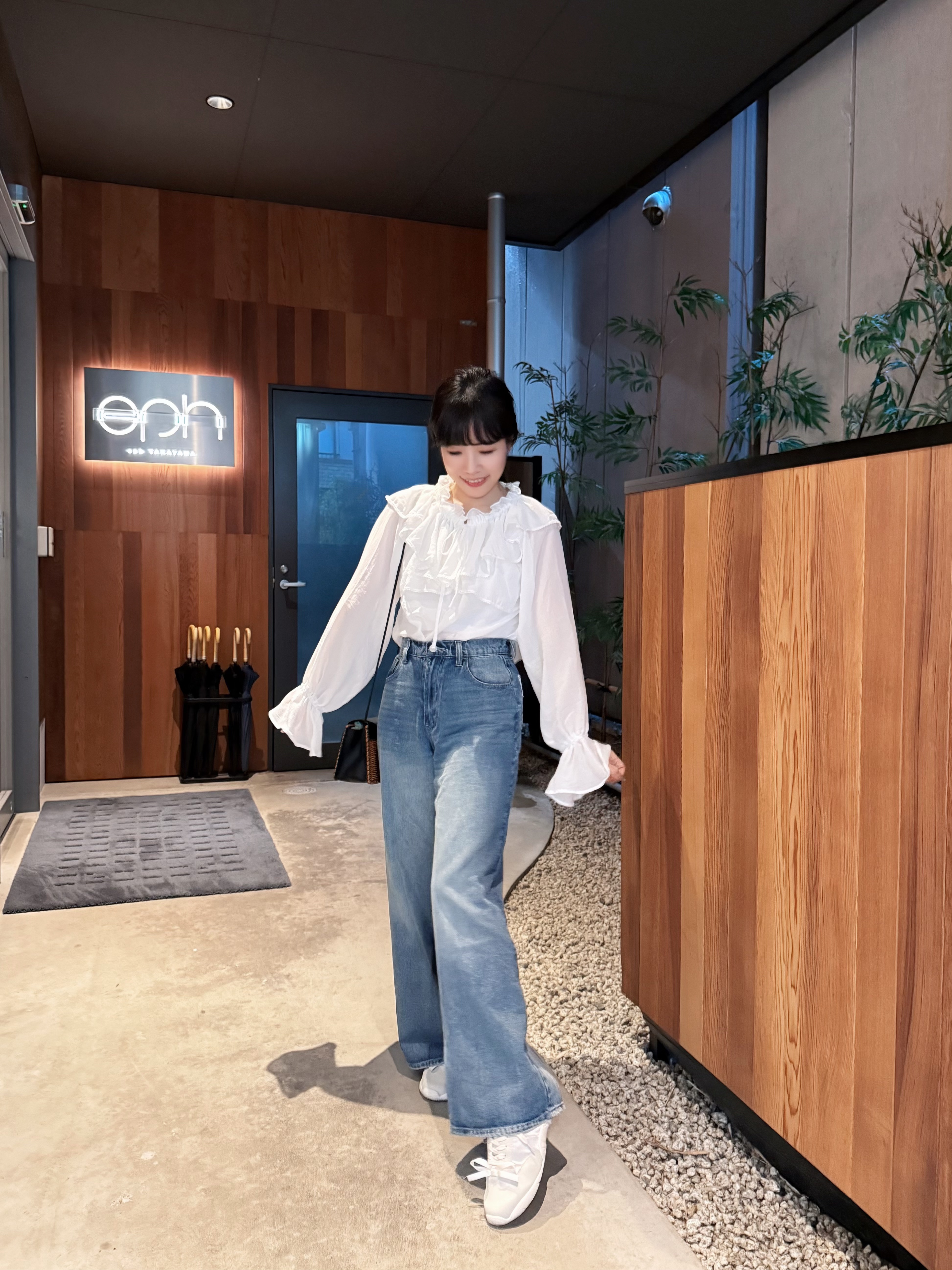 2Way波浪領束袖薄長袖上衣