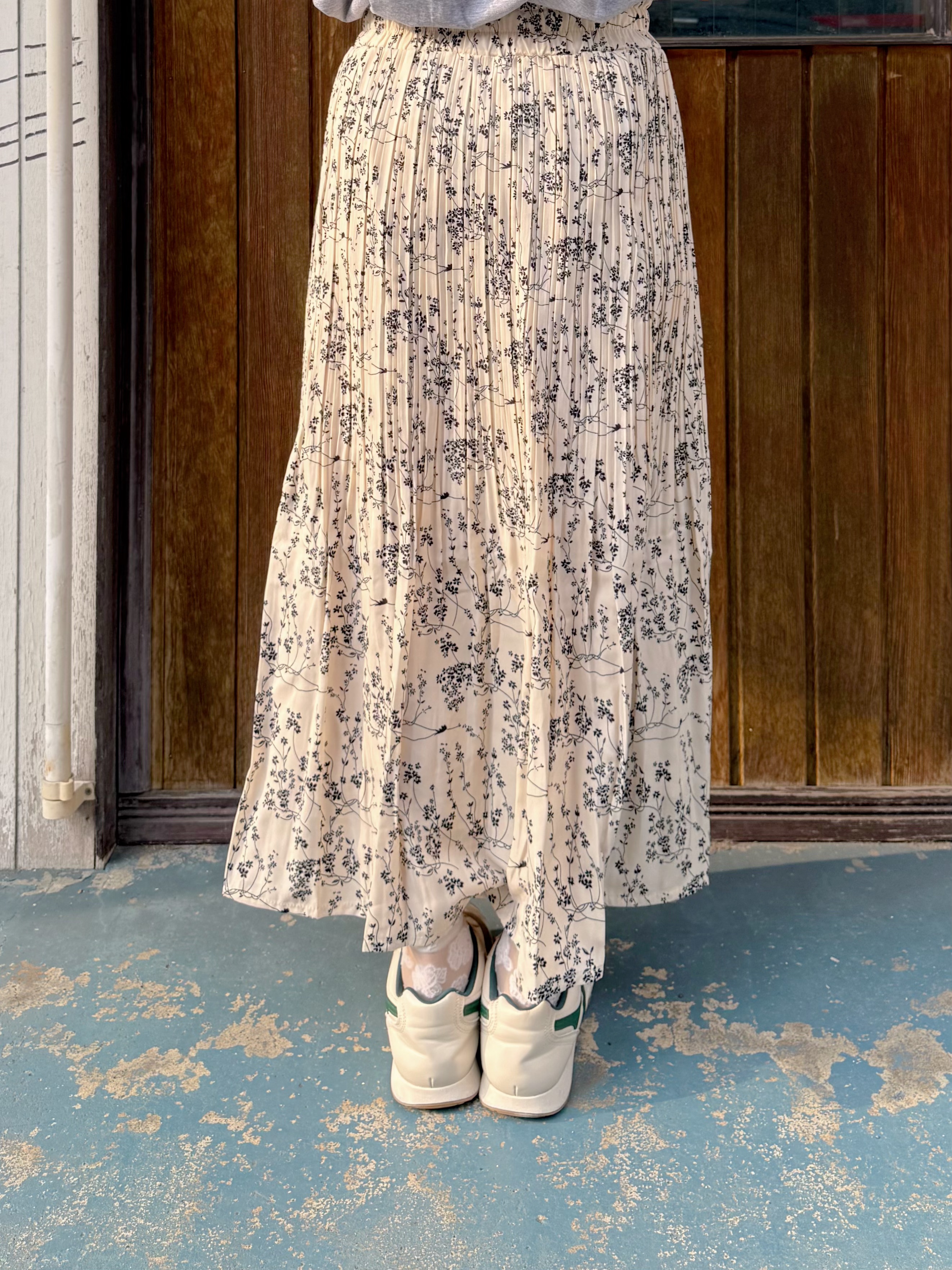 碎花百褶雪紡半身裙