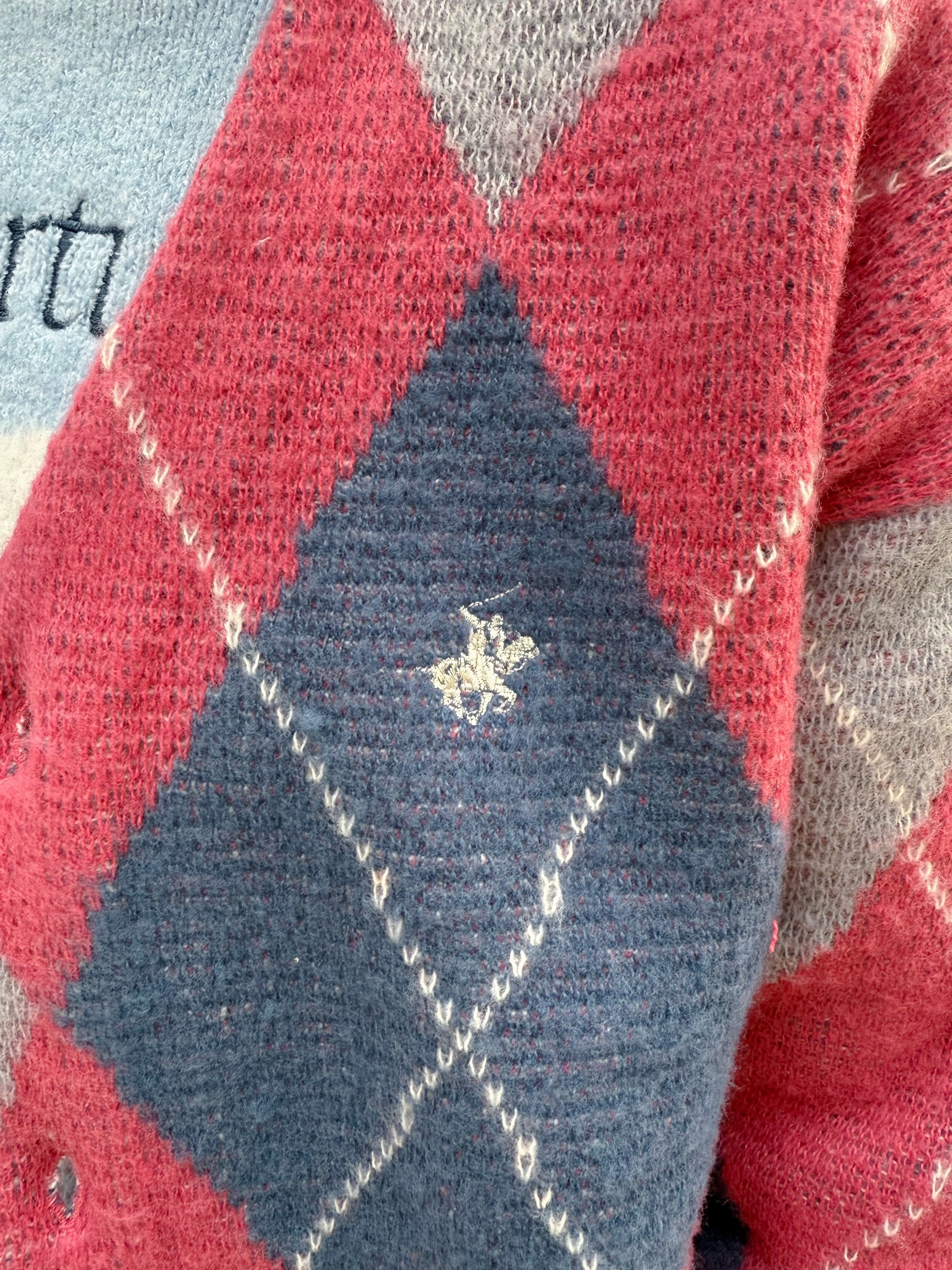 2色•拼色菱格紋Polo冷外套