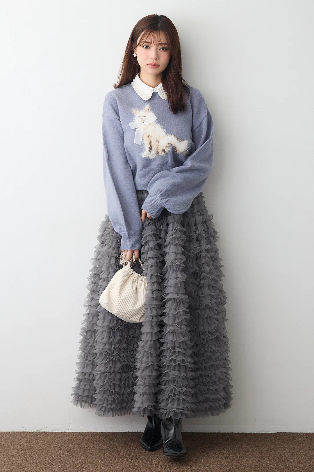 3色•層次紗紗長款半身裙