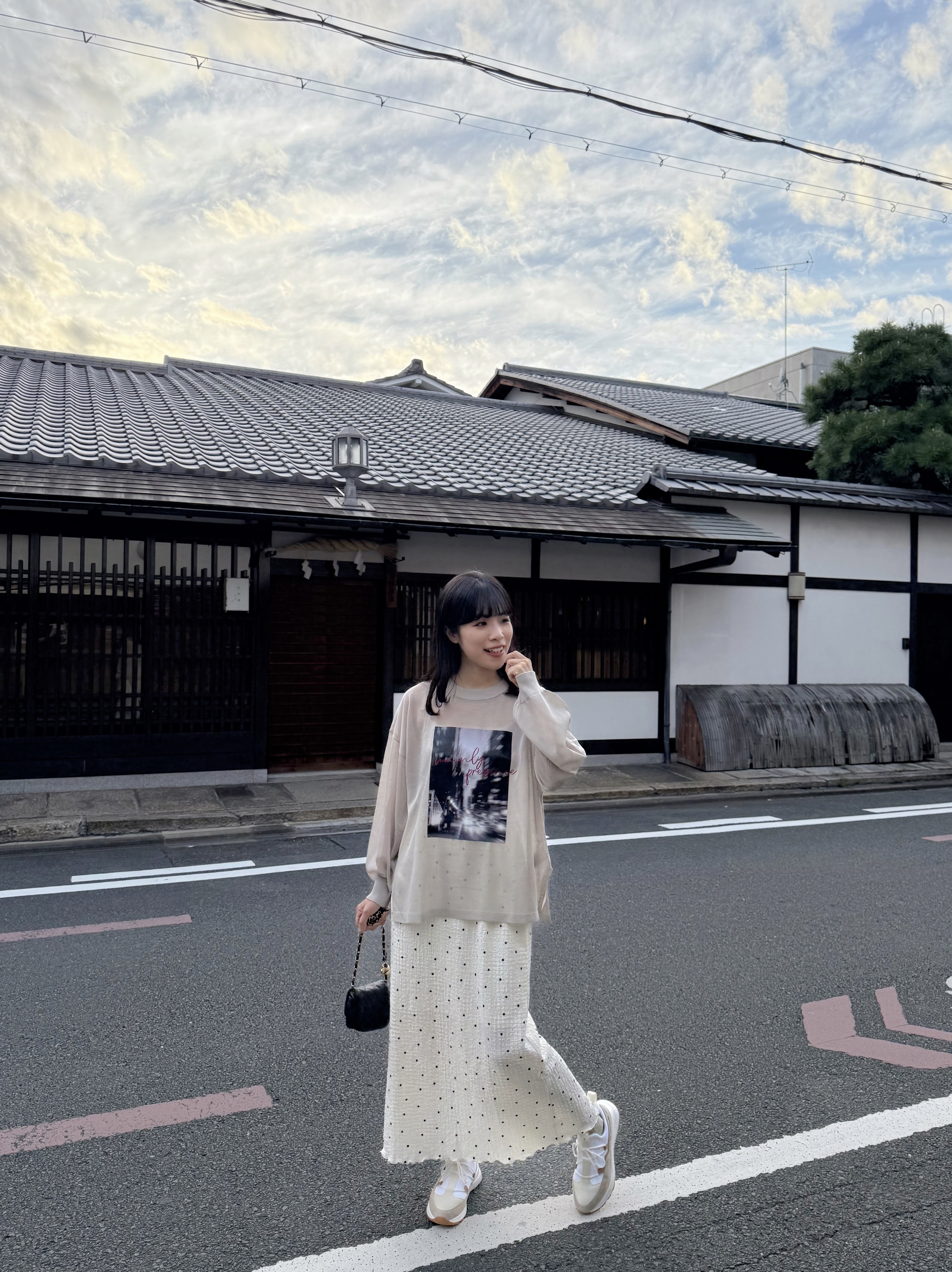 百褶雪紡直長半身裙