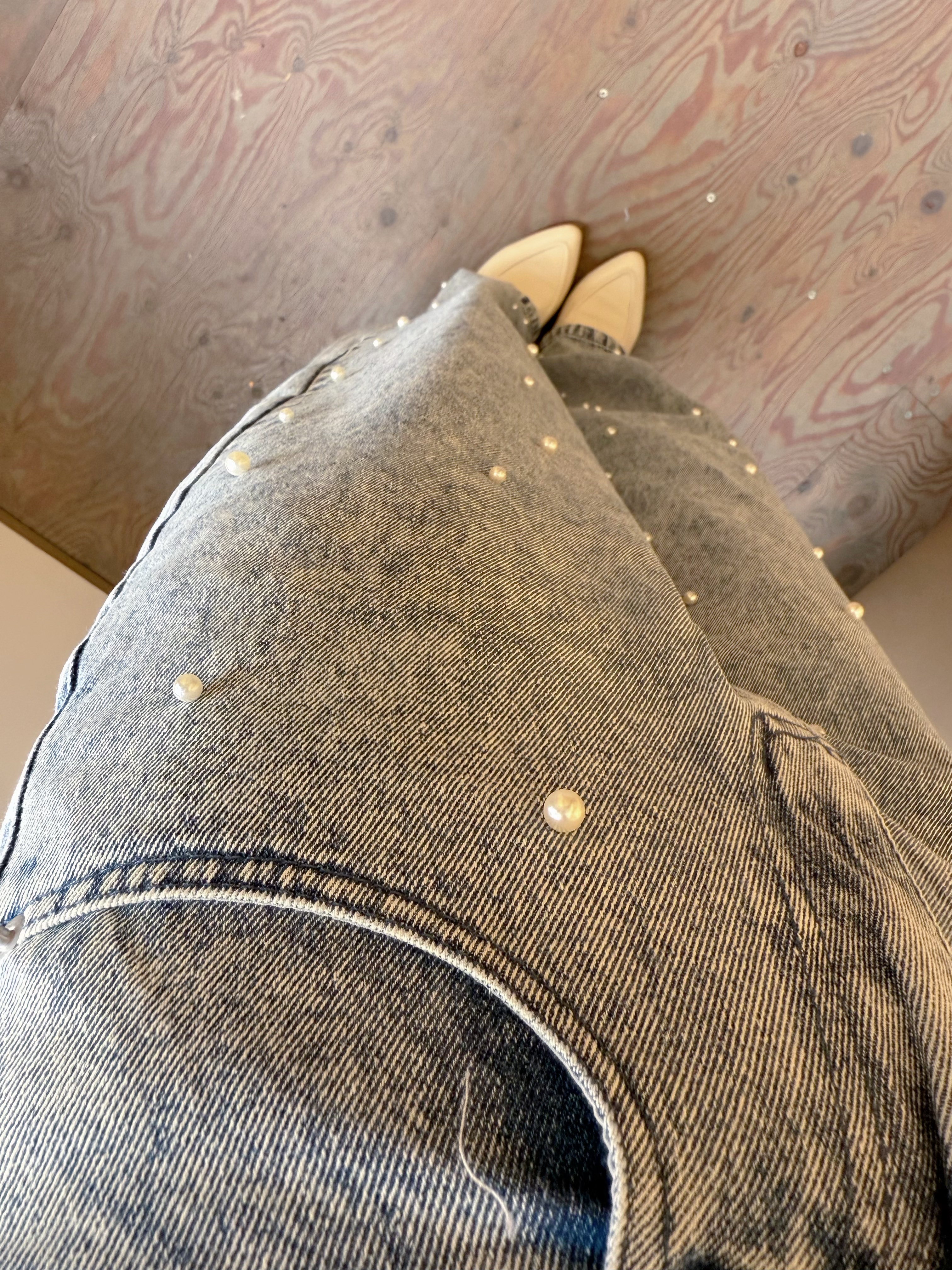 2色•珍珠闊腳牛白褲