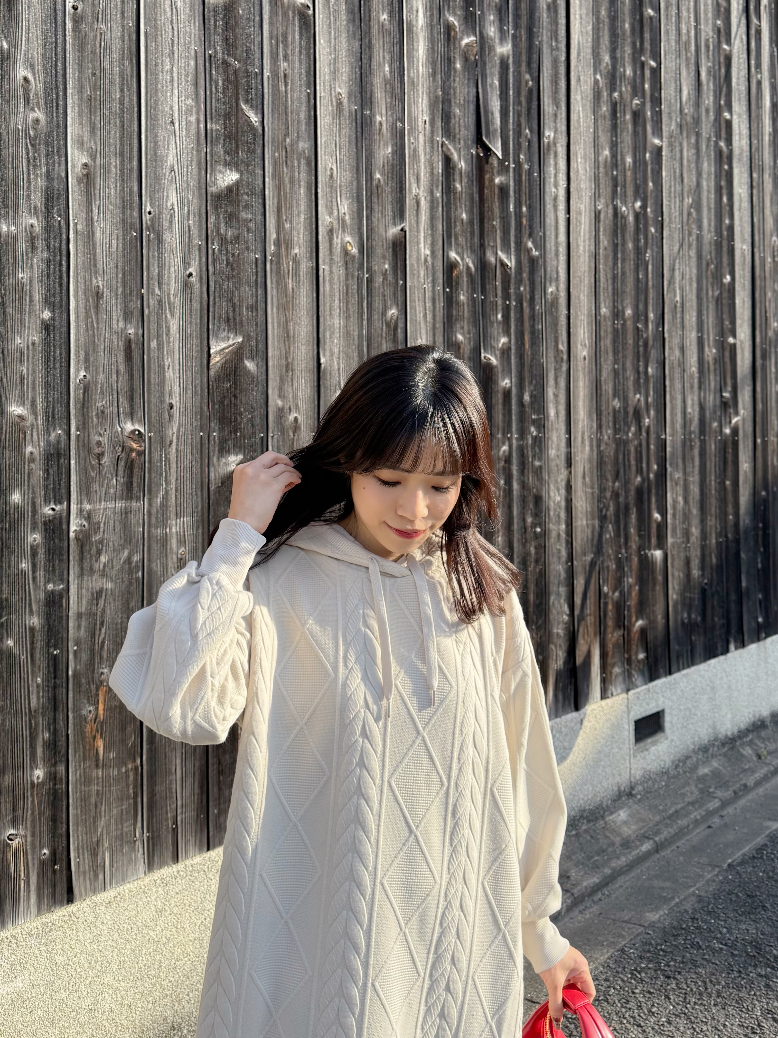 4色•連帽壓花衛衣連身裙