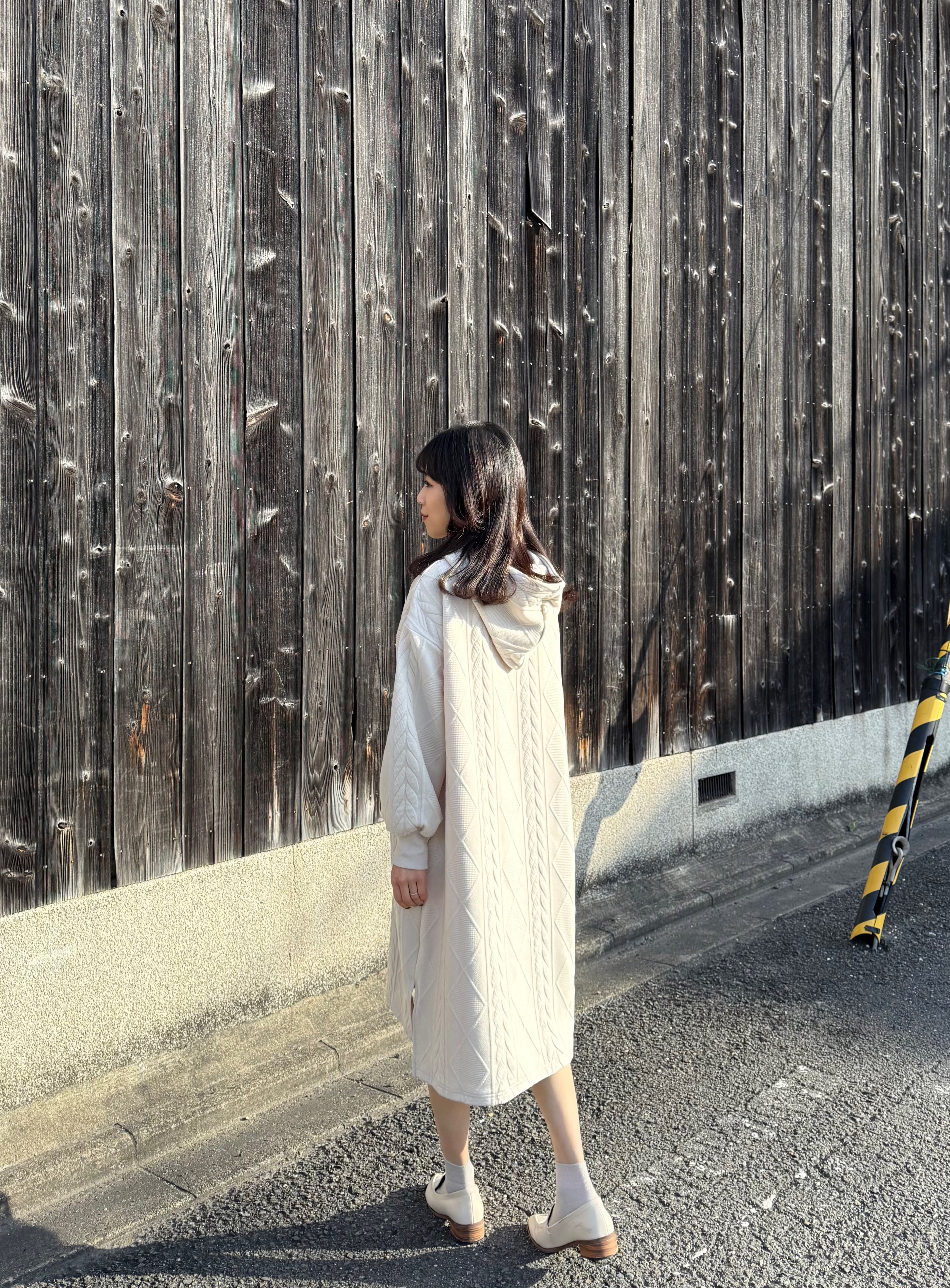 4色•連帽壓花衛衣連身裙