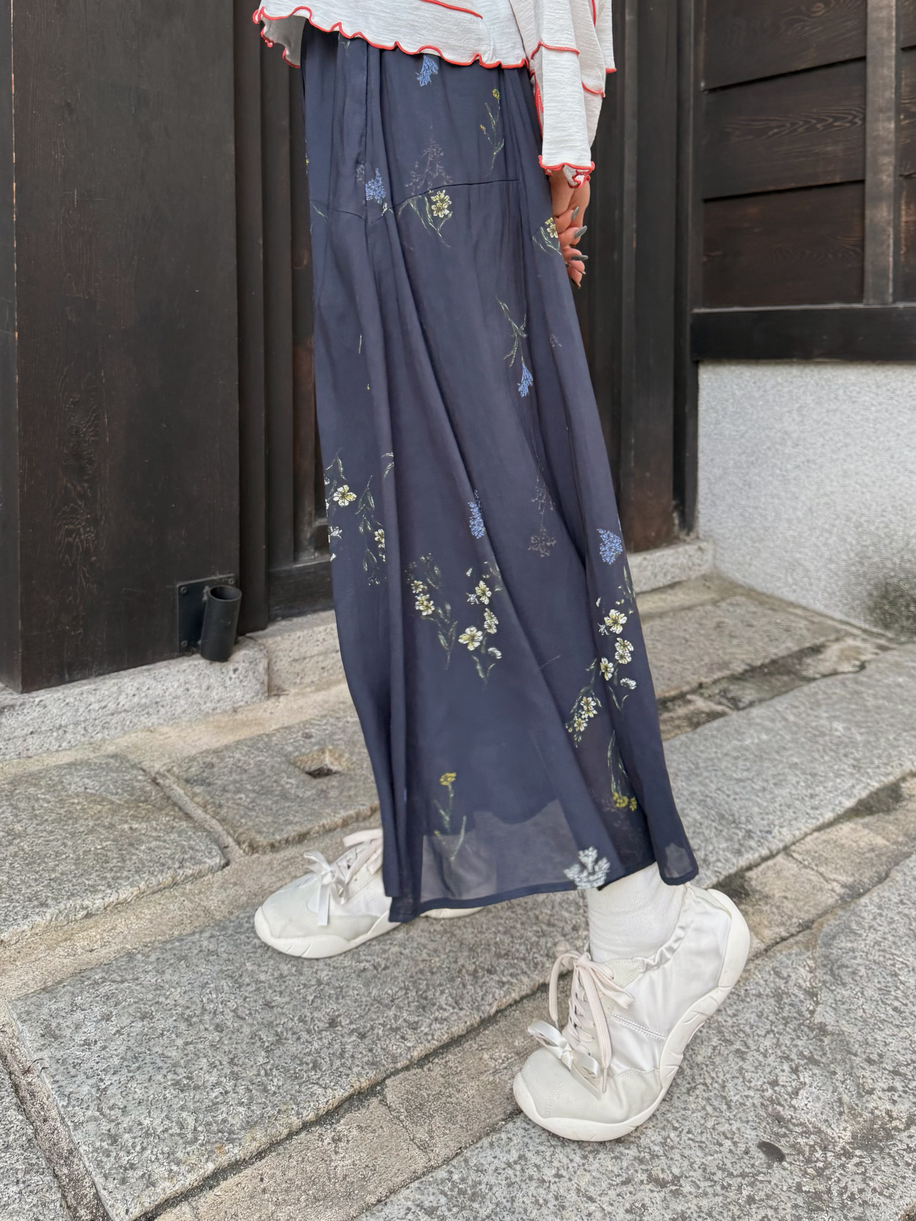 2種長度•印花有袋雪紡半身裙