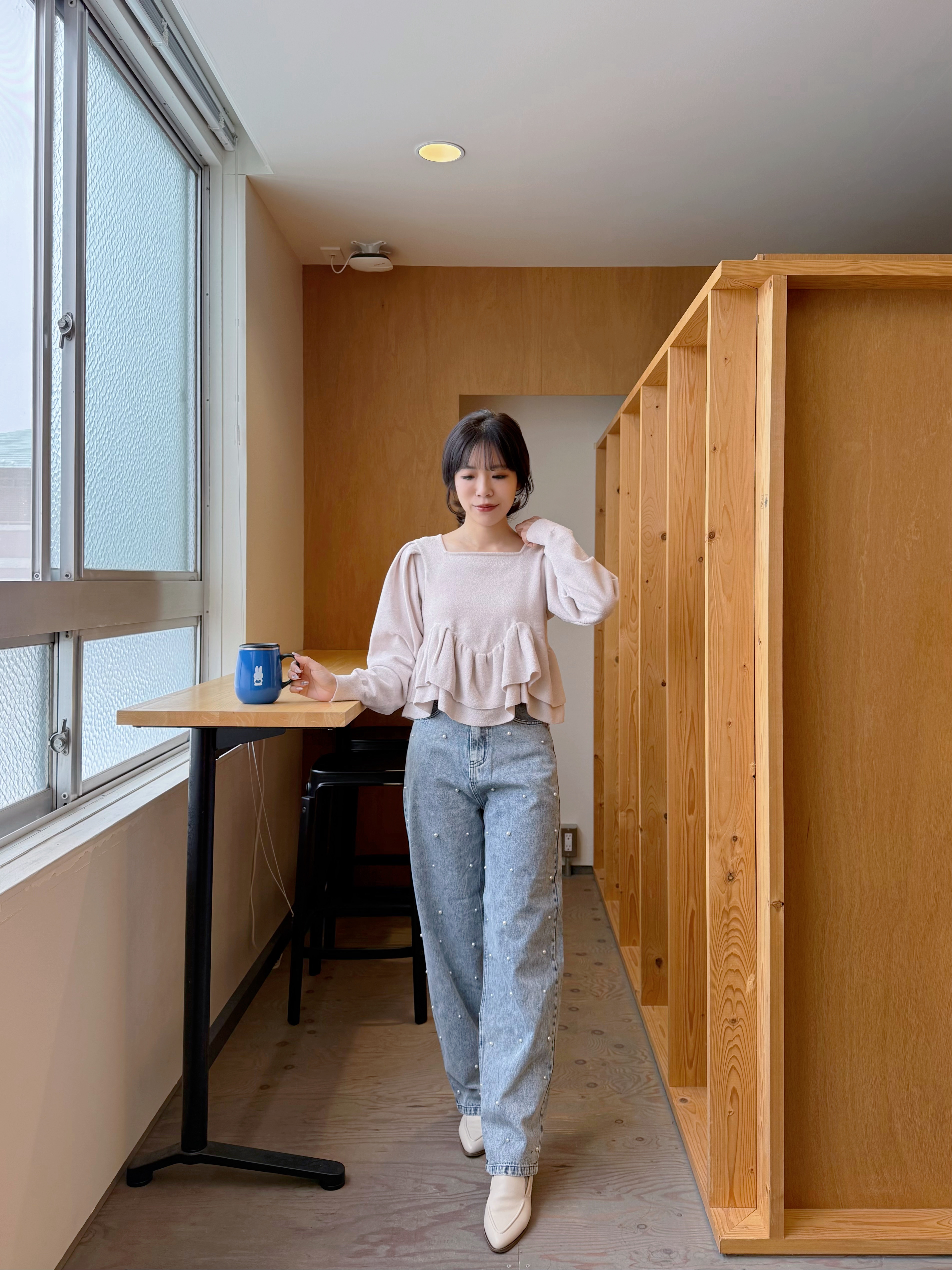 SpecialPrice•2色•珍珠闊腳牛仔褲