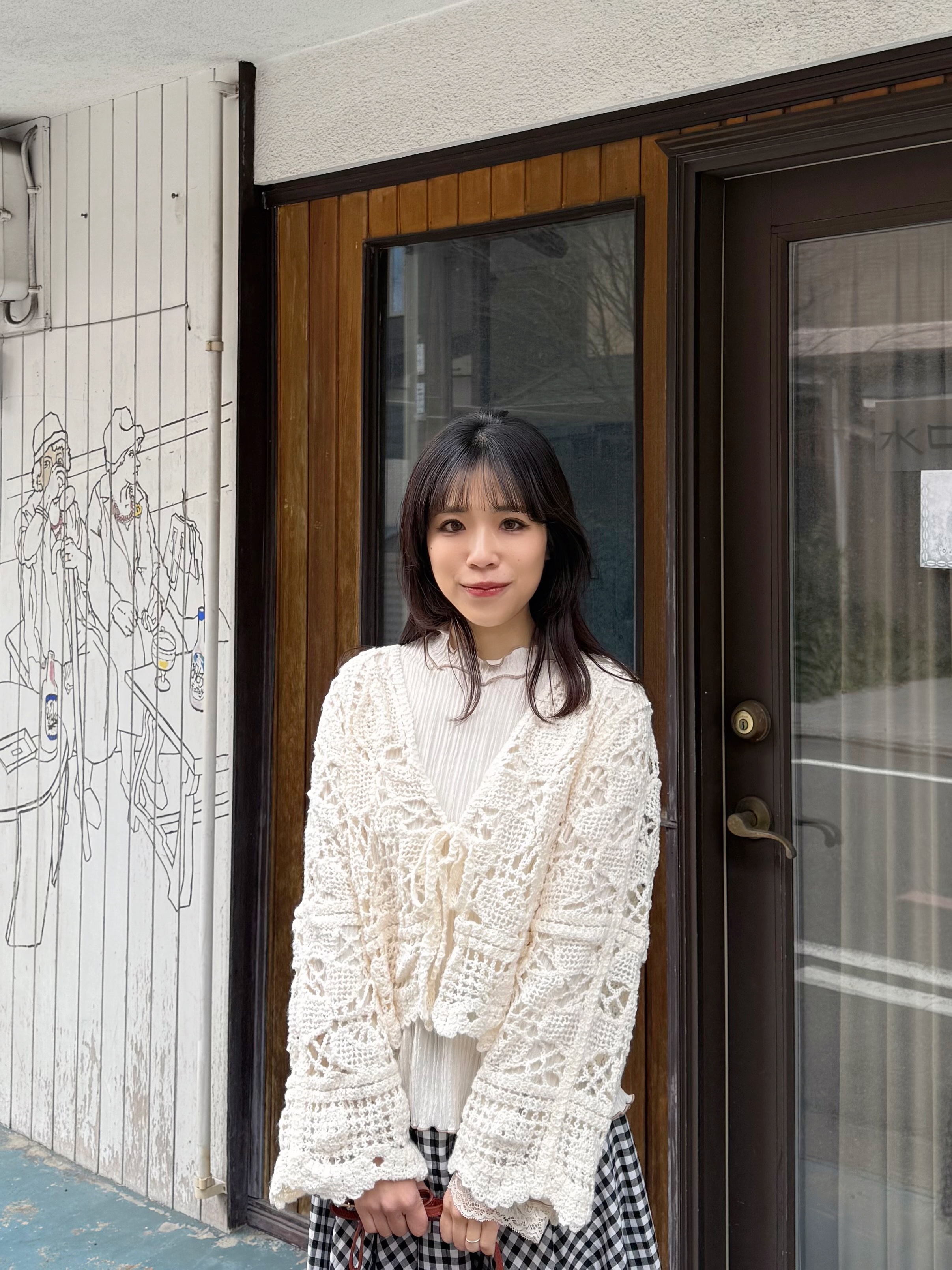 鏤空鈎花傘袖外套上衣