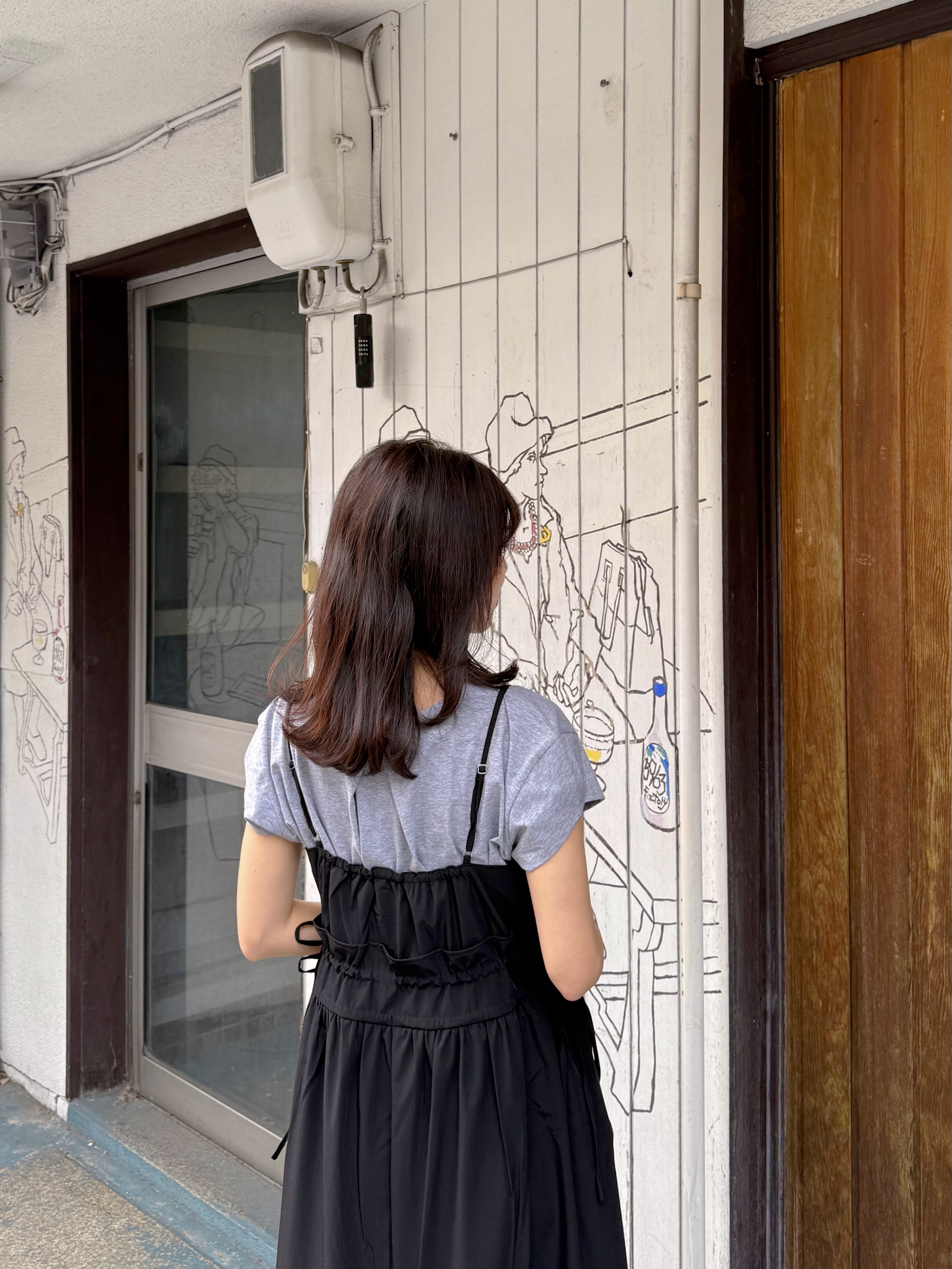 吊帶修腰A line雪紡連身裙