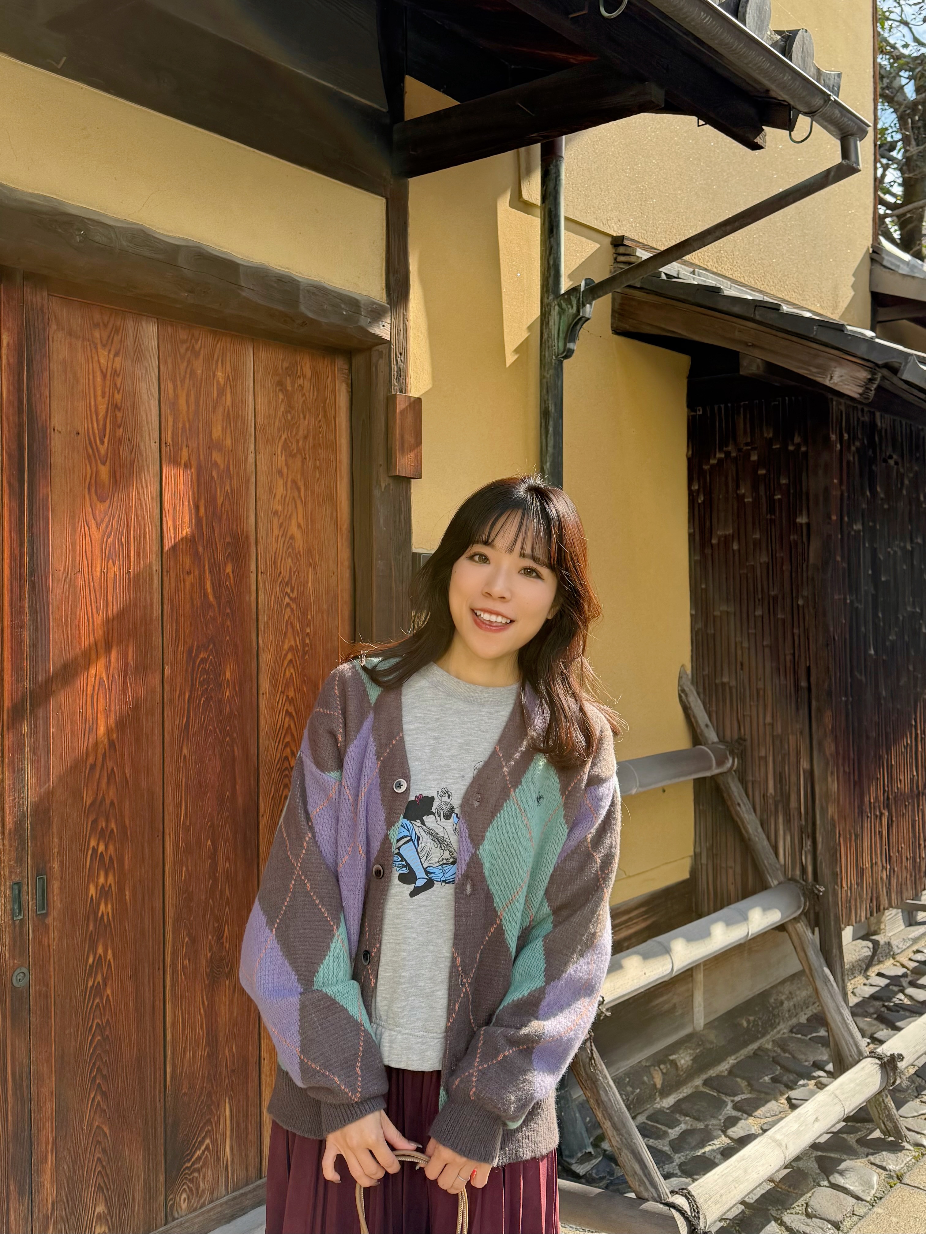 2色•拼色菱格紋Polo冷外套