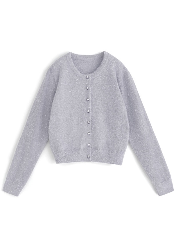 微閃薄款毛毛針織外套