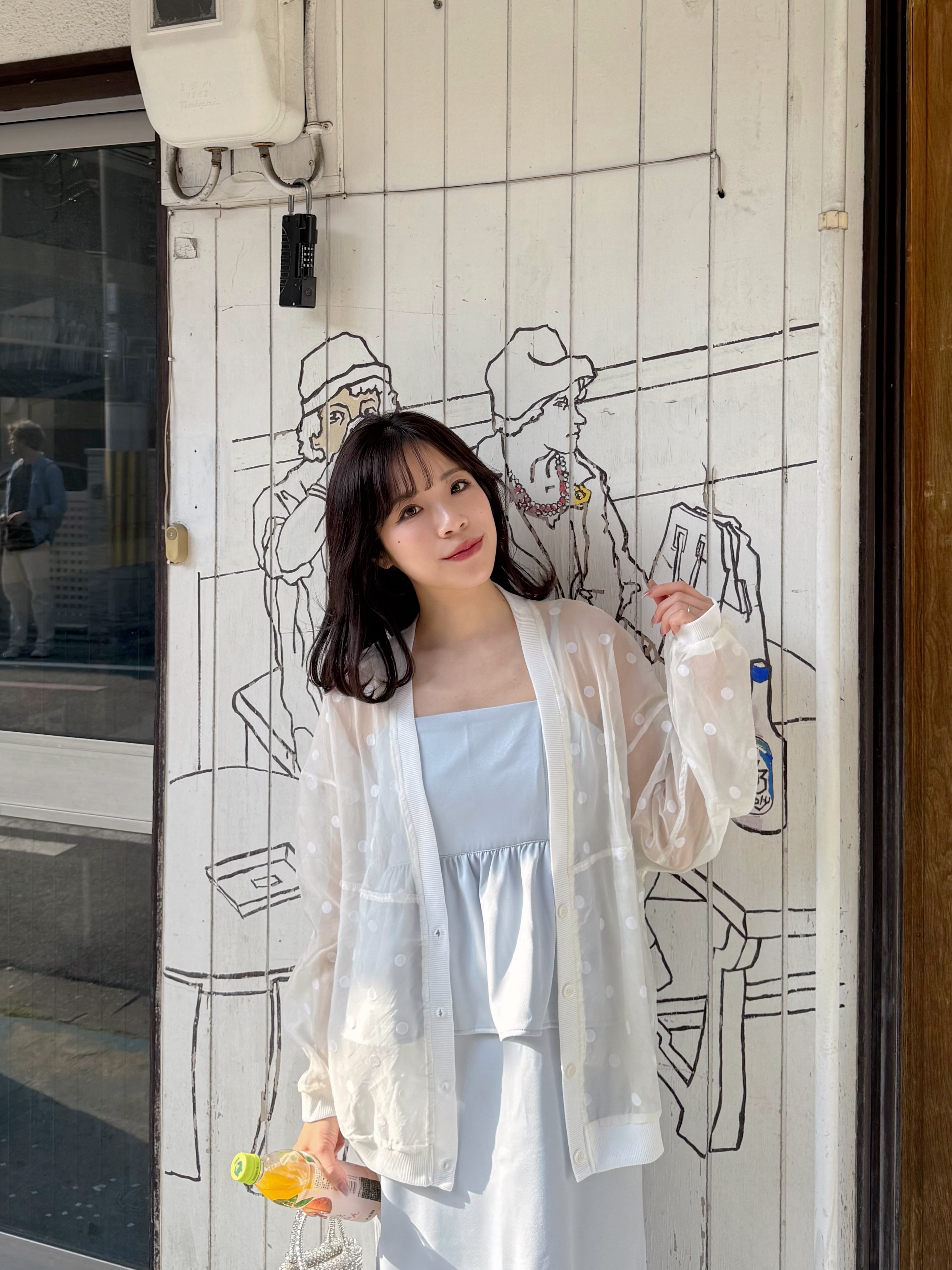 波點透感雪紡長款防曬外套