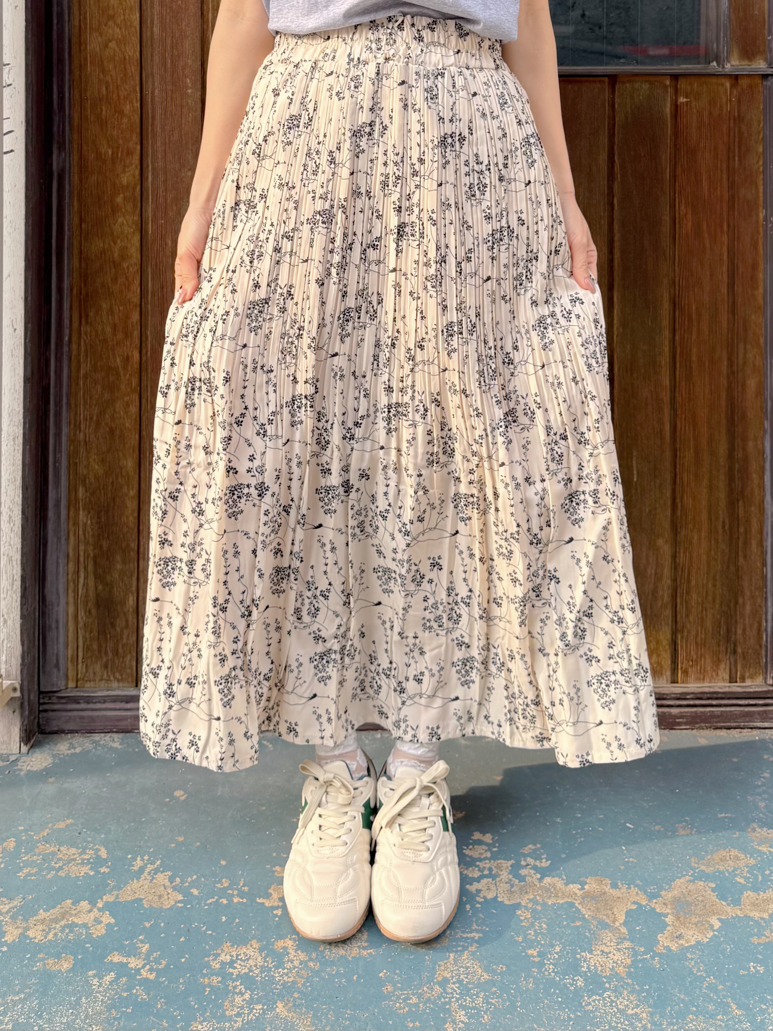 碎花百褶雪紡半身裙