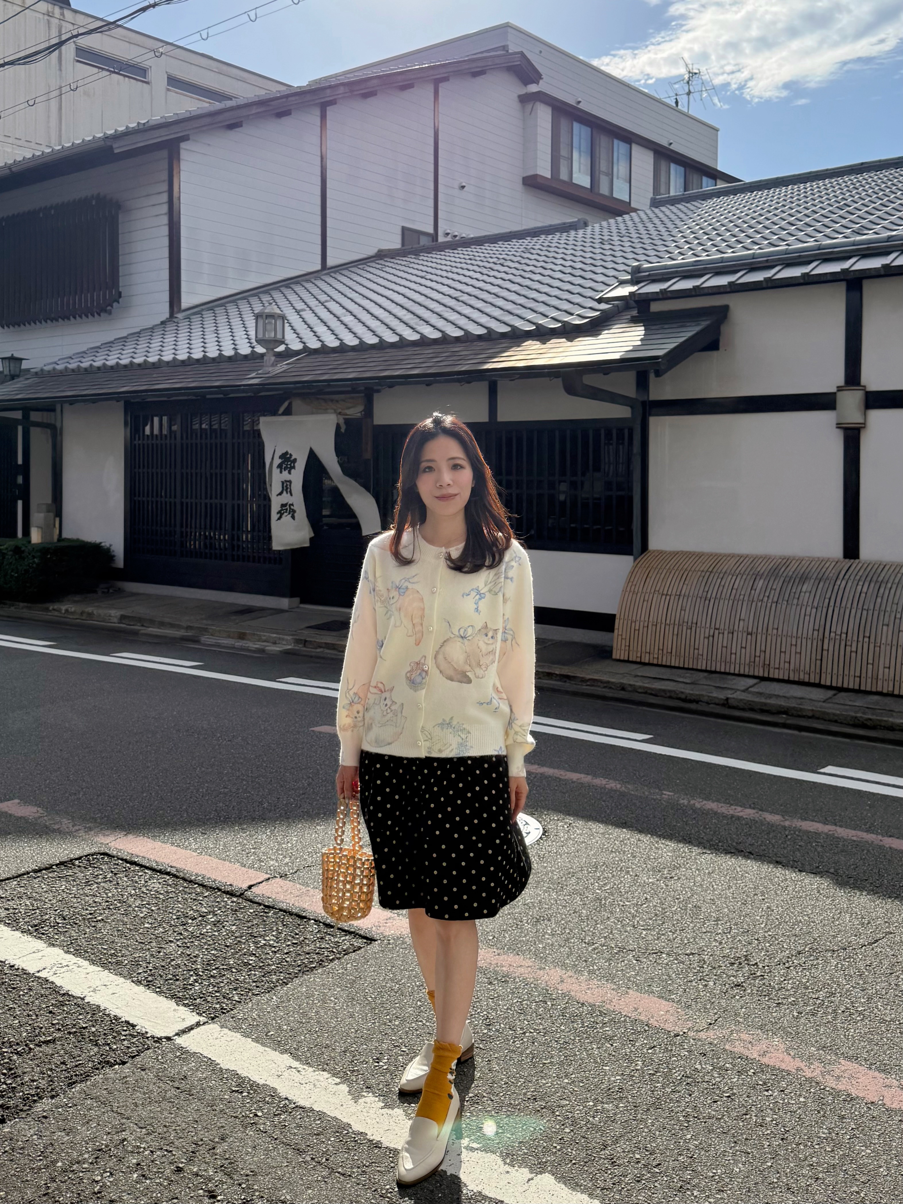 貓貓絲帶圖案柔軟針織外套