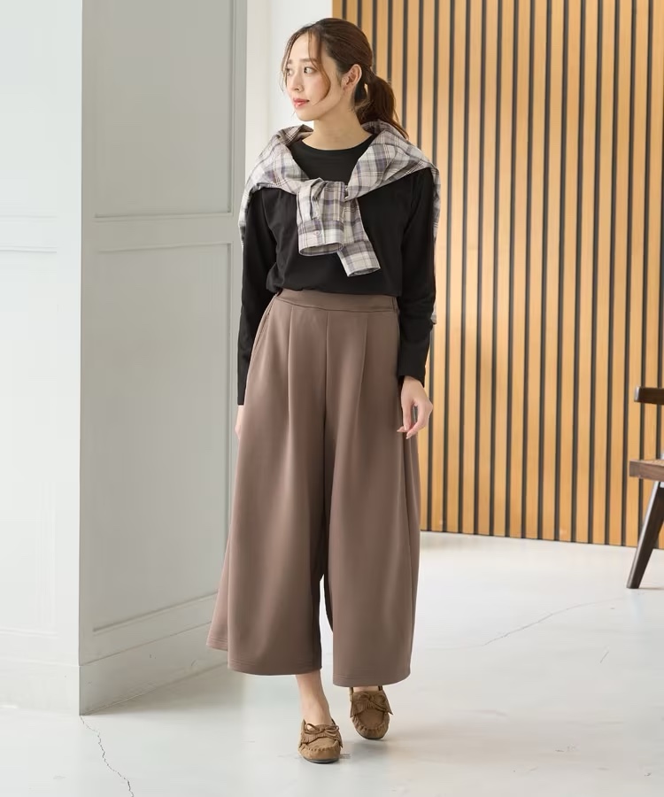 簡約秋冬淨色闊腳褲