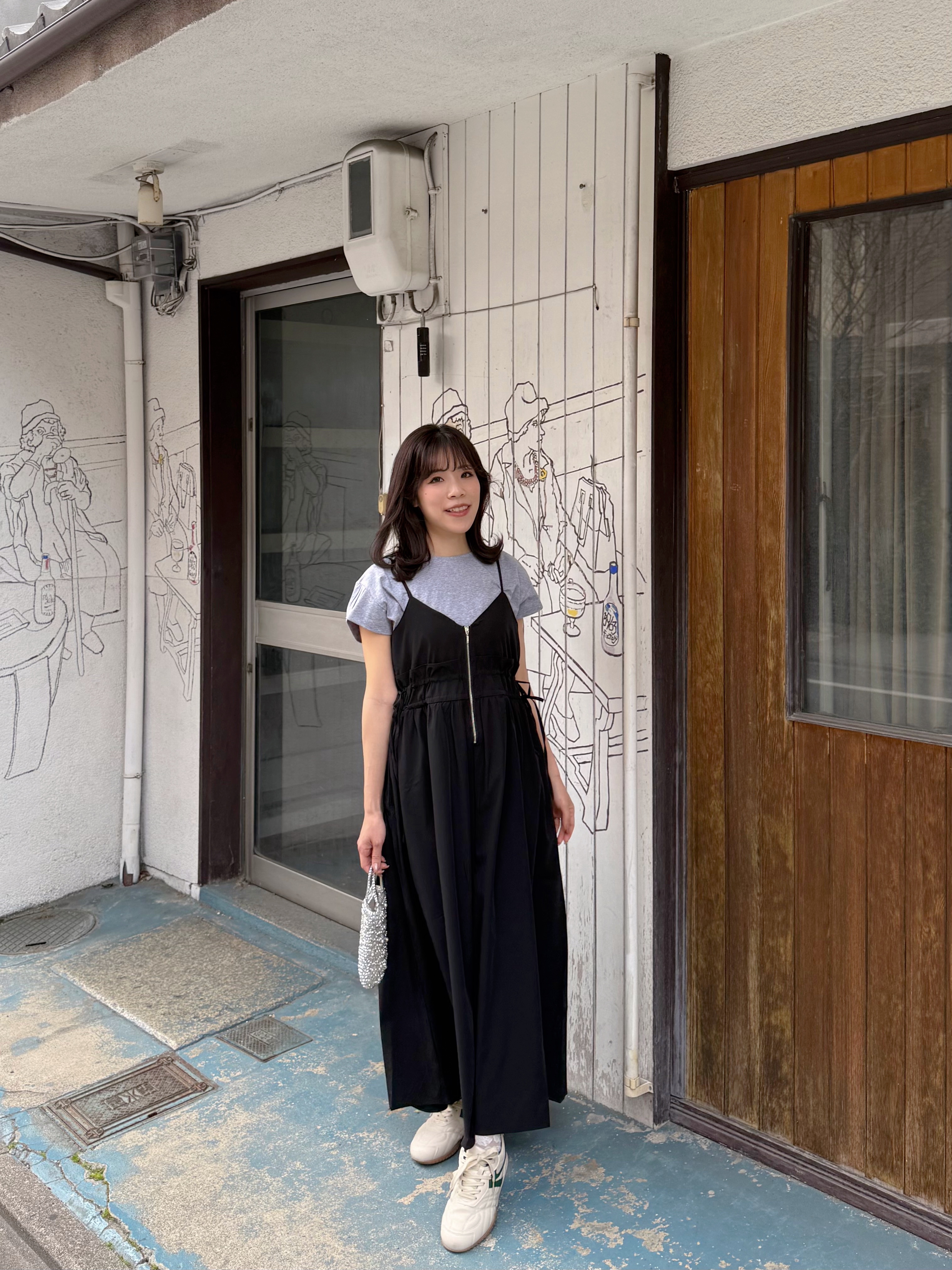 吊帶修腰A line雪紡連身裙