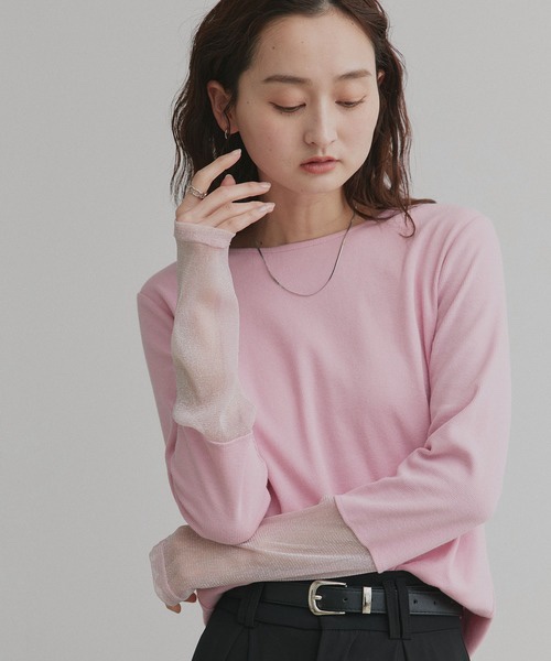 15色•蕾絲/ 閃閃拼袖半透上衣