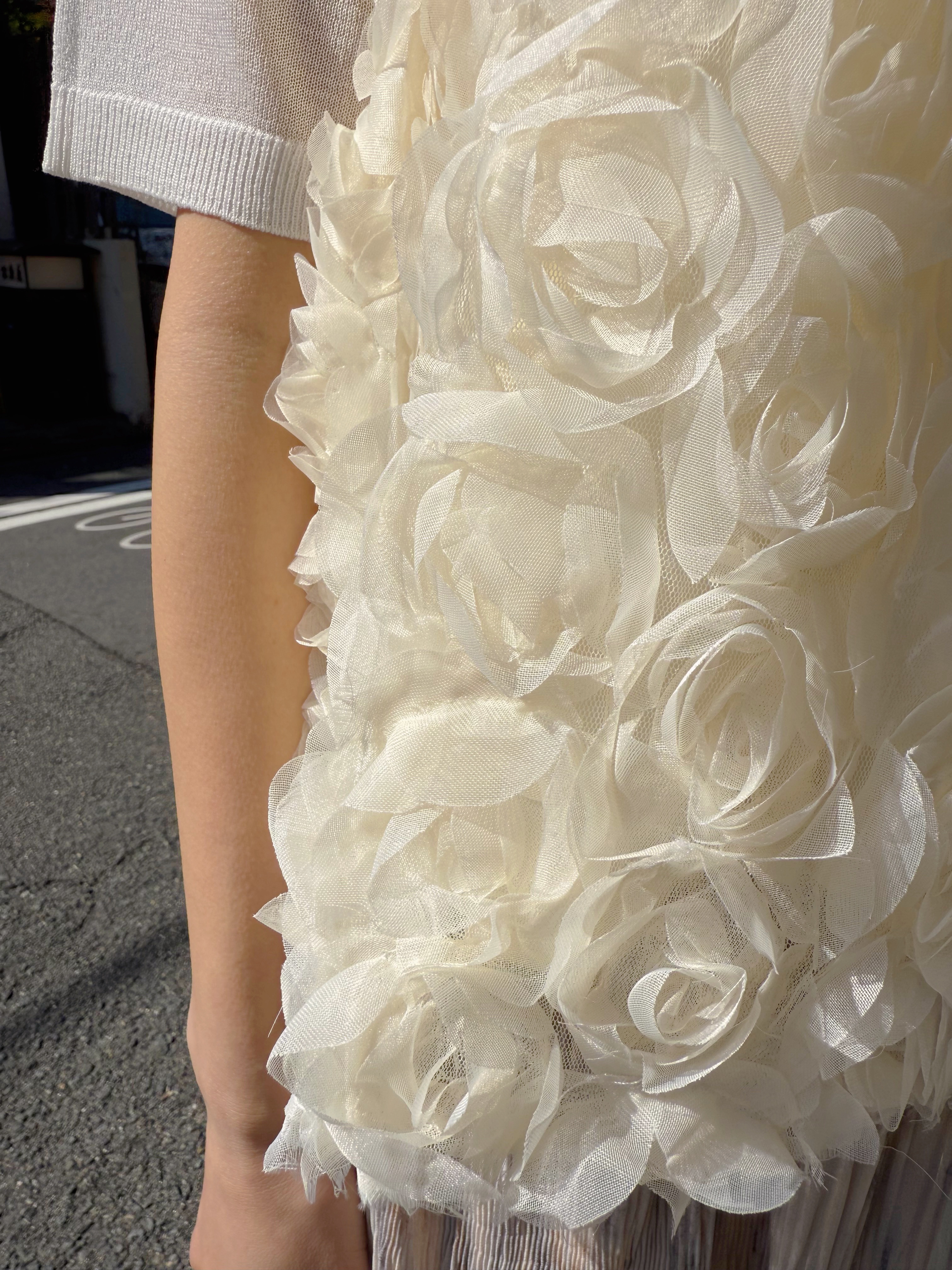 立體紗玫瑰花蓬蓬吊帶背心