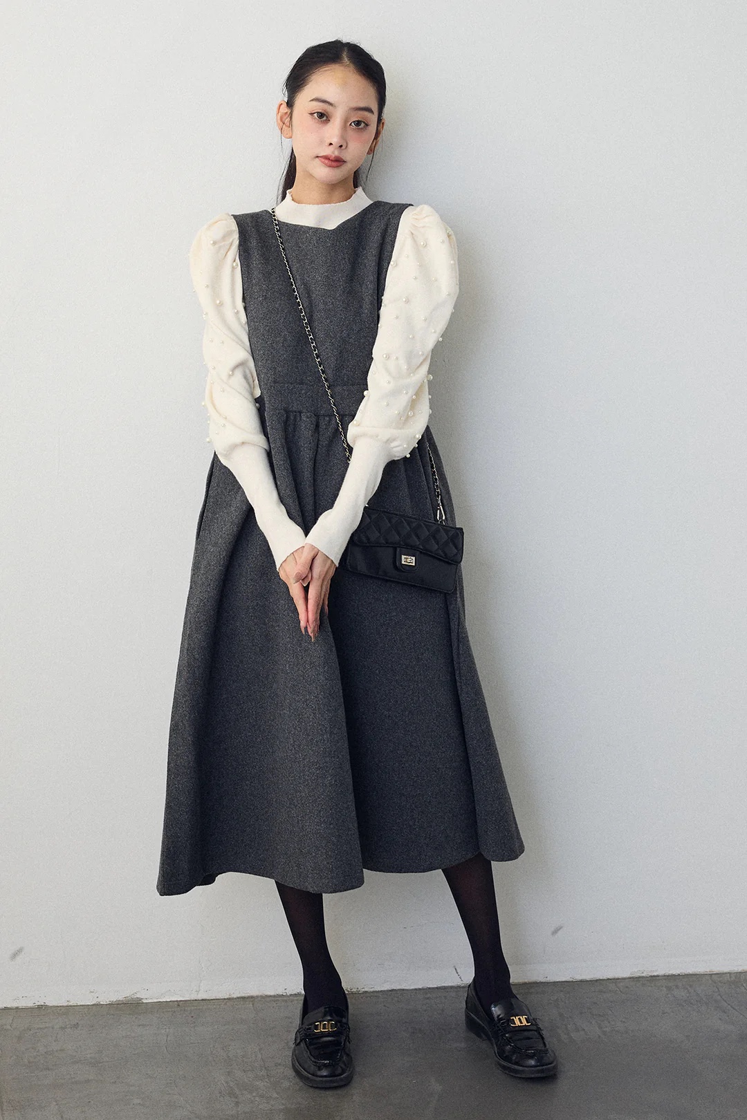 2Way前後蝴蝶結薄絨連身裙