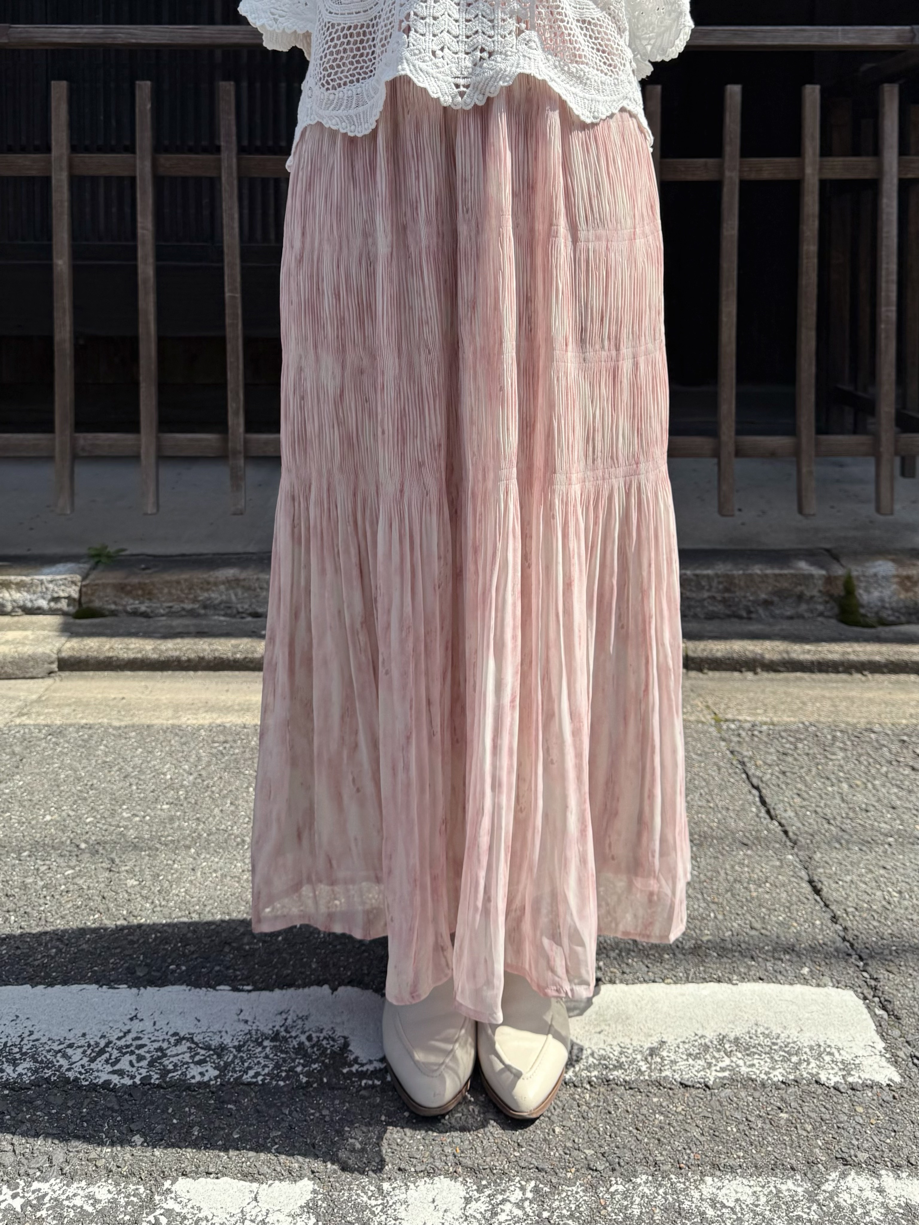 水彩色百摺雪紡半身裙