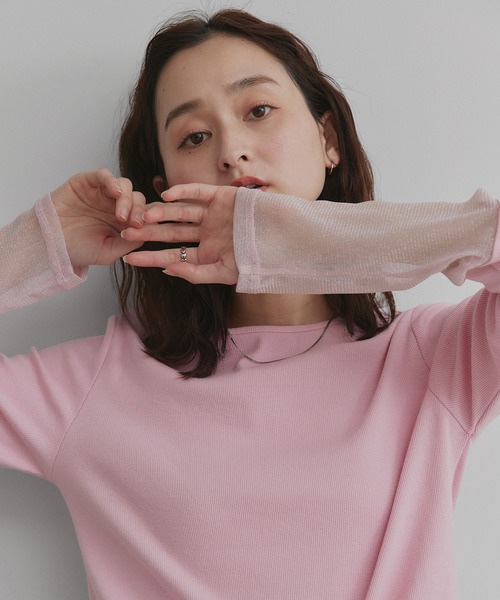 15色•蕾絲/ 閃閃拼袖半透上衣