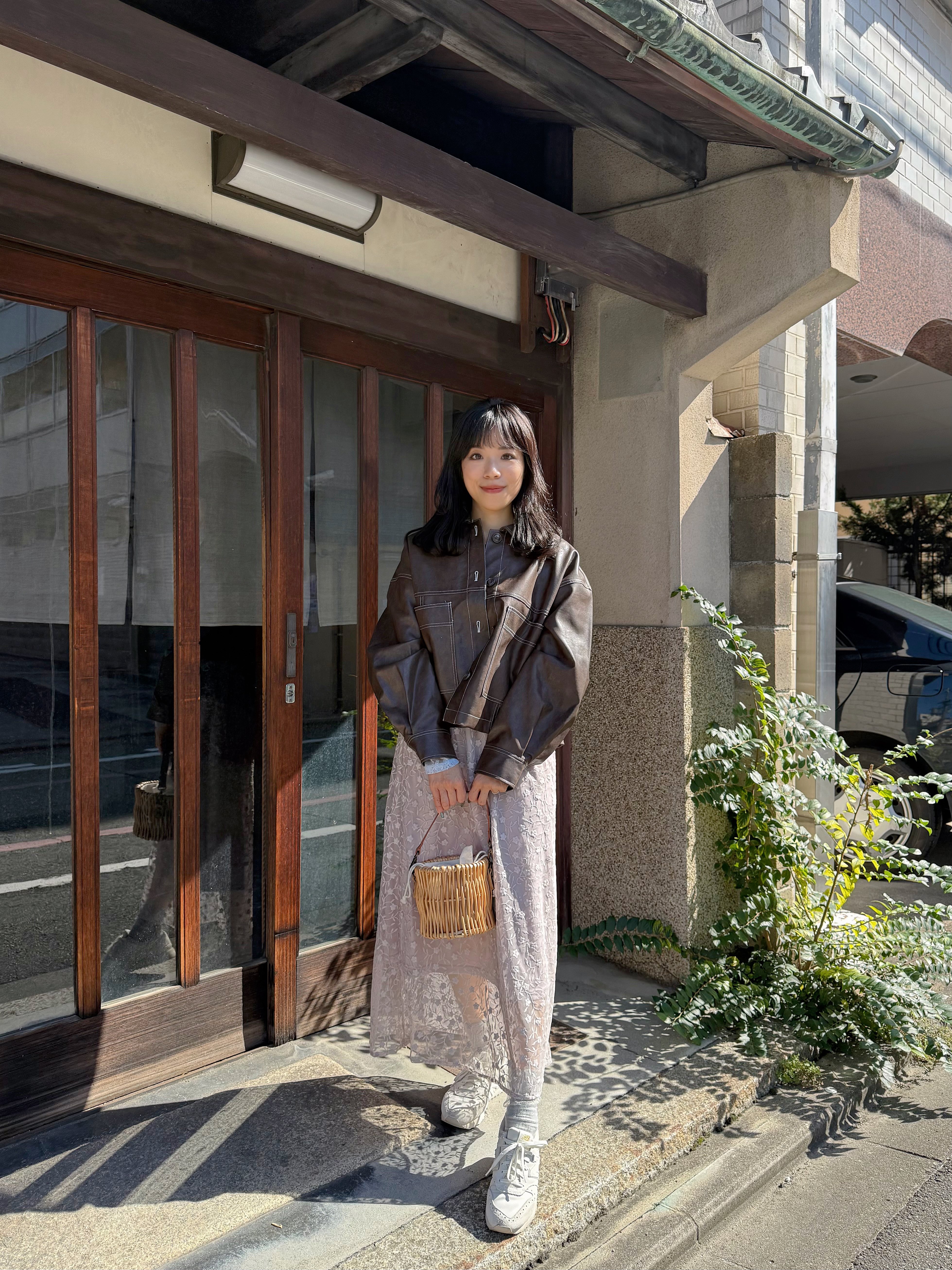 仿皮車線短款外套