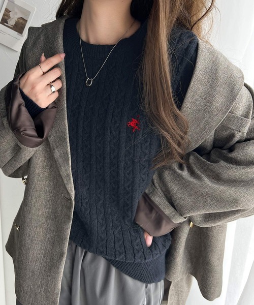 5色•刺繡logo羅紋針織冷上衣