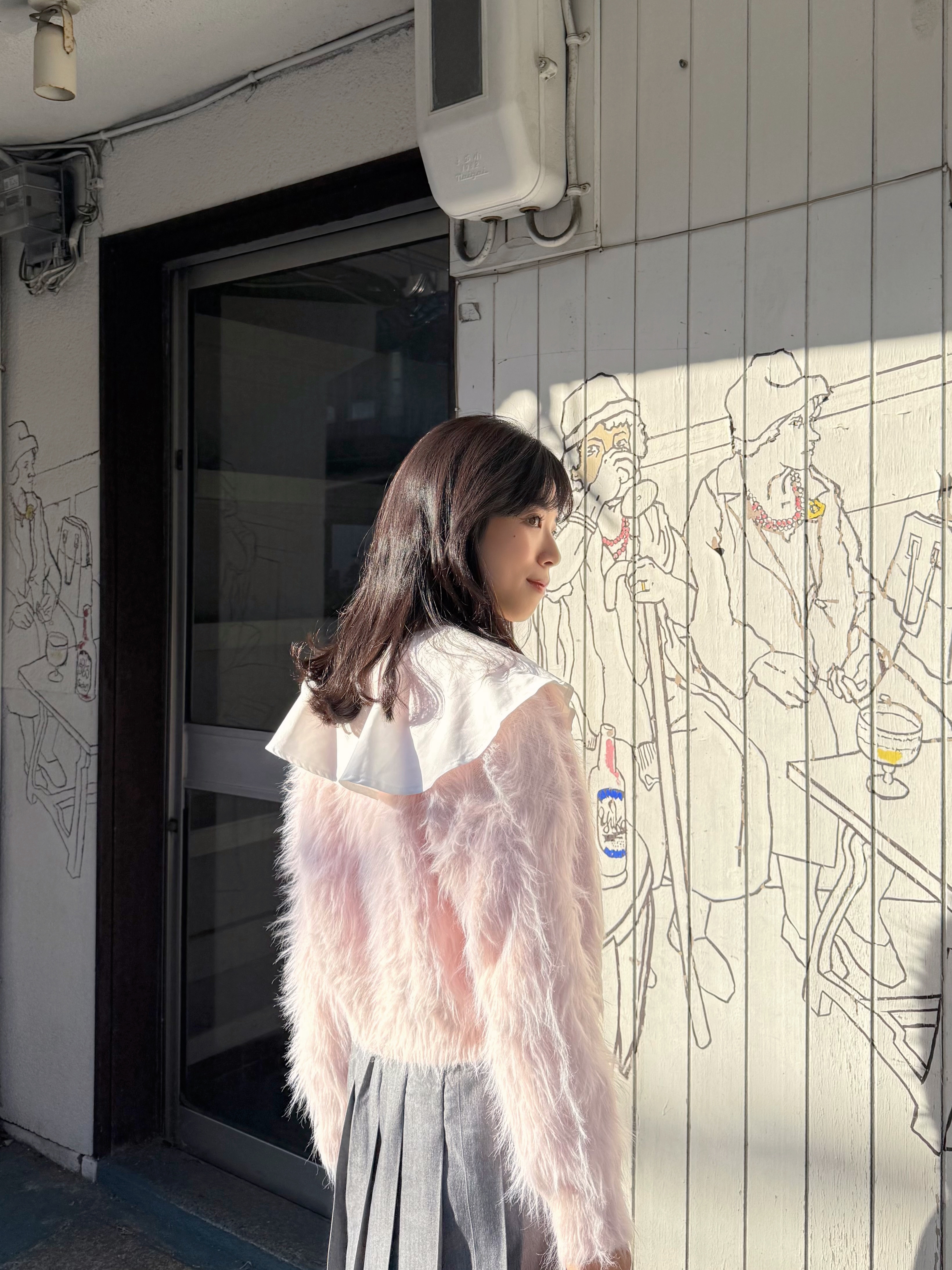 4色•毛毛淨色圓領外套