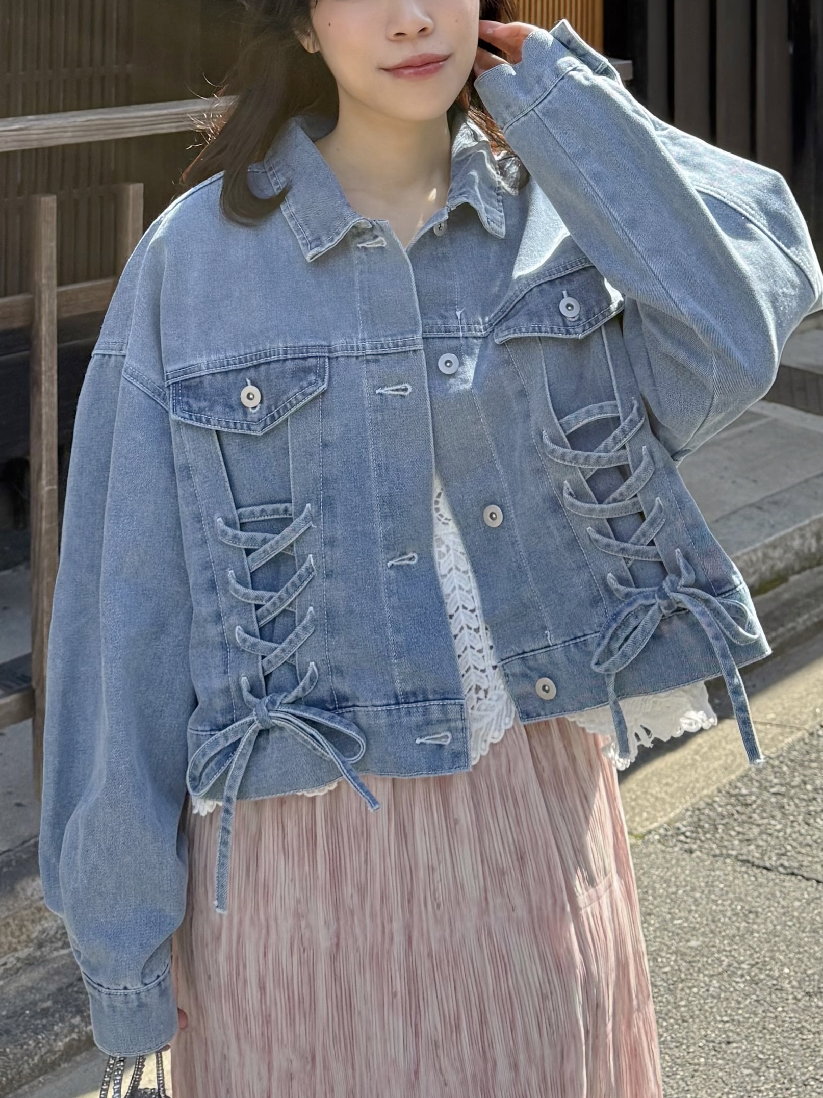 3色•蝴蝶結牛仔外套