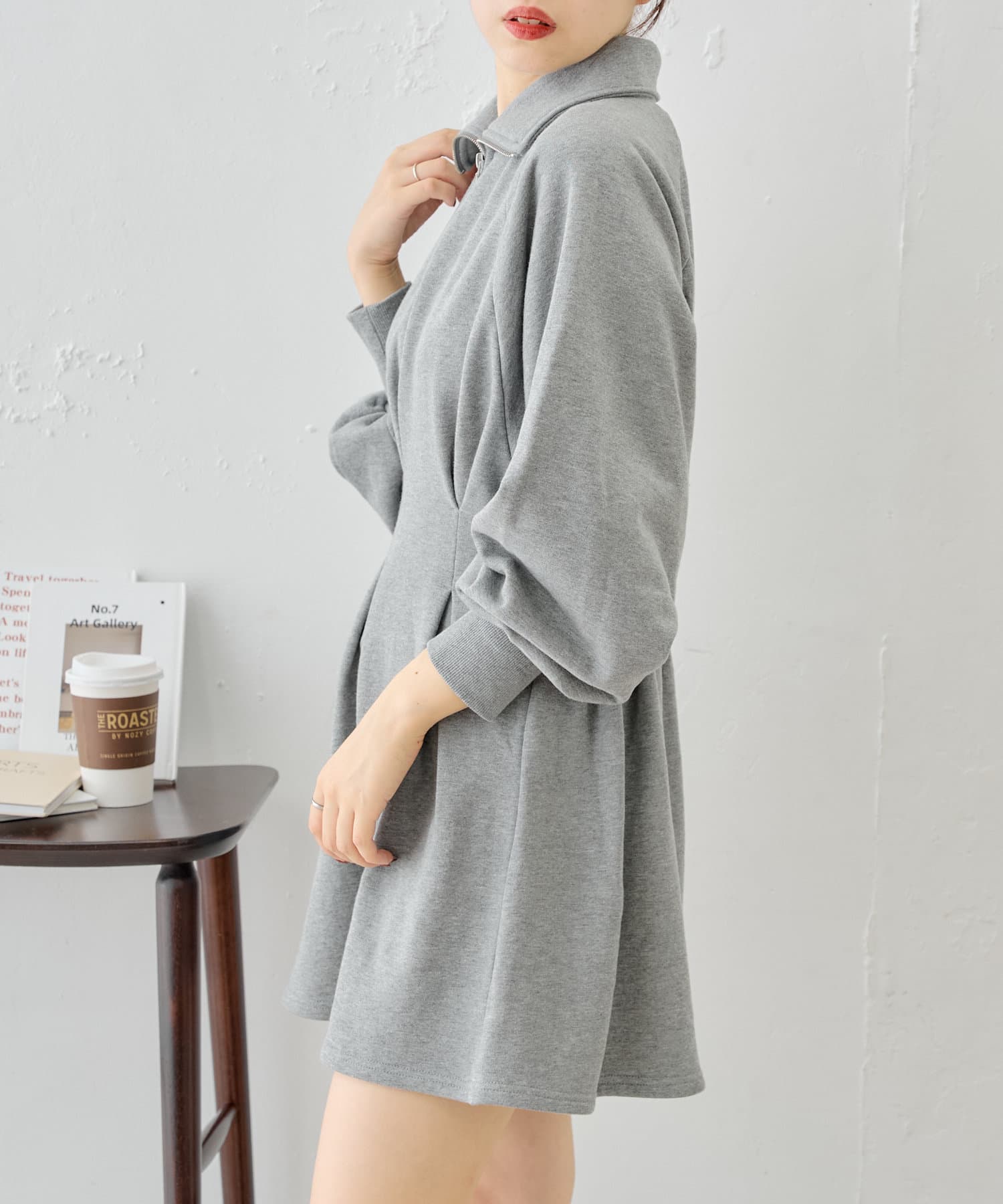 拉鍊領位衛衣連身裙