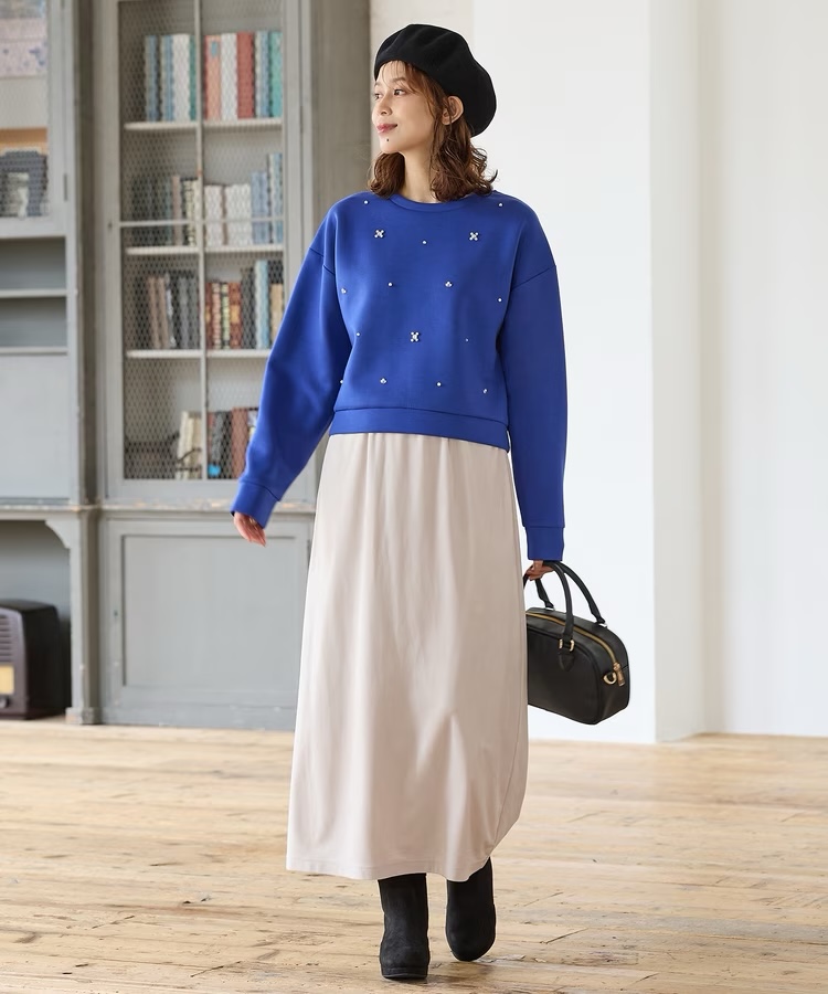 4色・S-XL・寶石裝飾圓領衛衣上衣