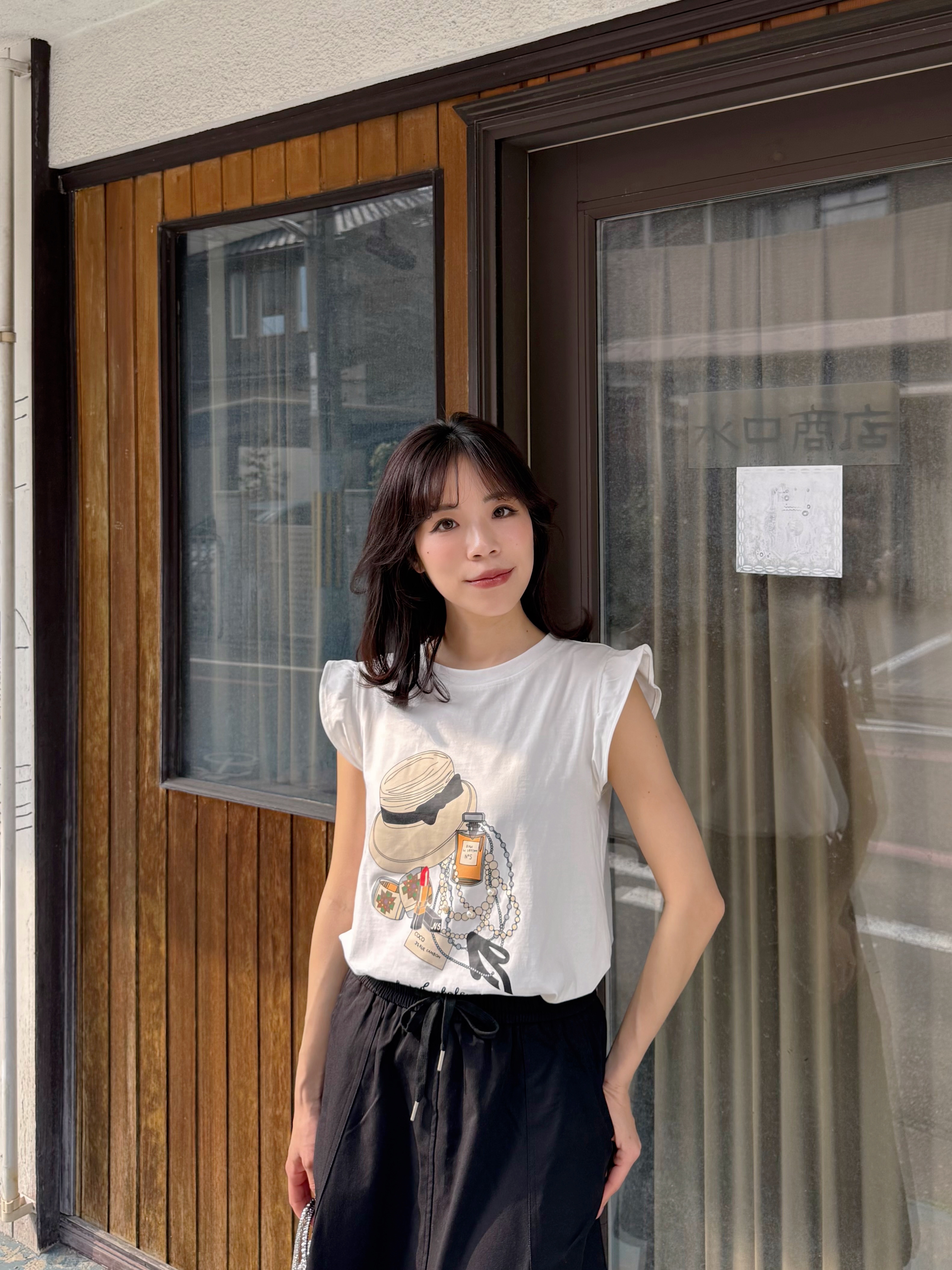 香水草編帽飄飄袖Tee