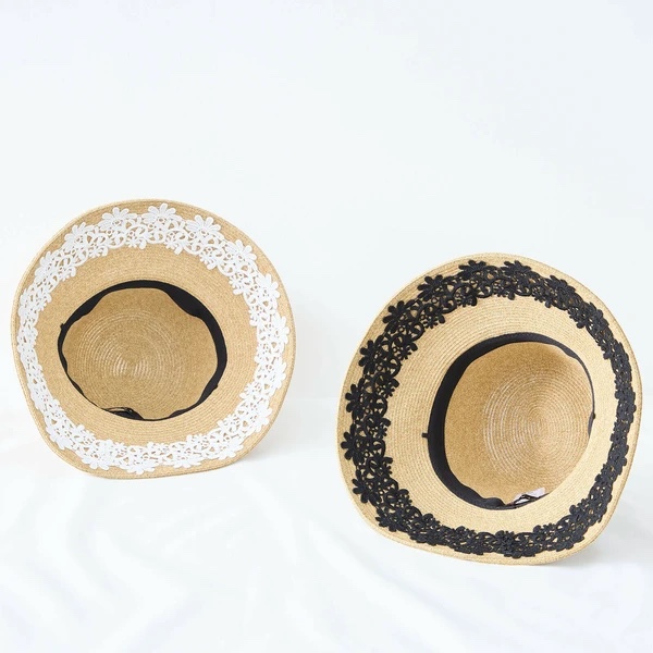 蕾絲車邊可摺草帽
