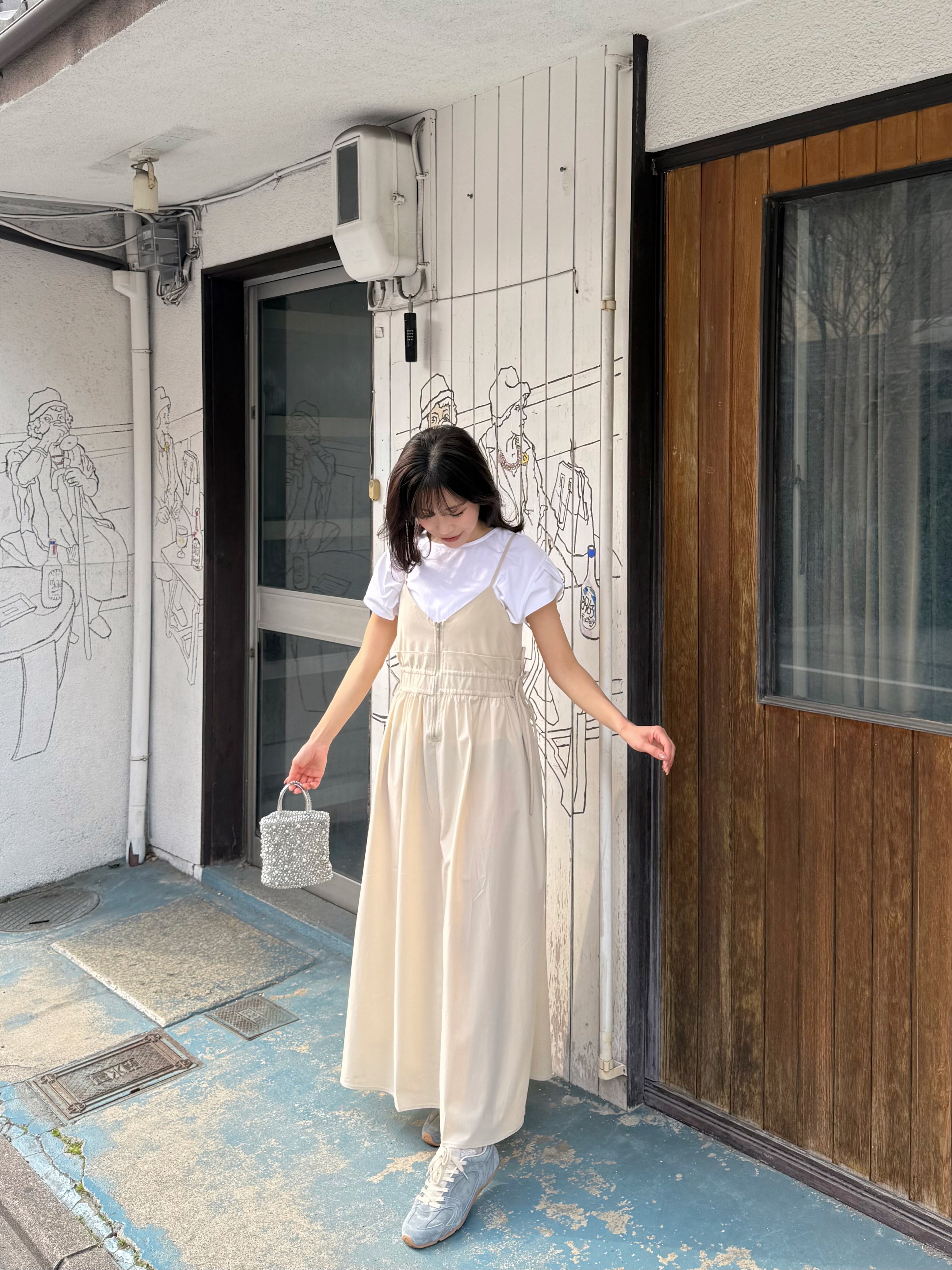 吊帶修腰A line雪紡連身裙