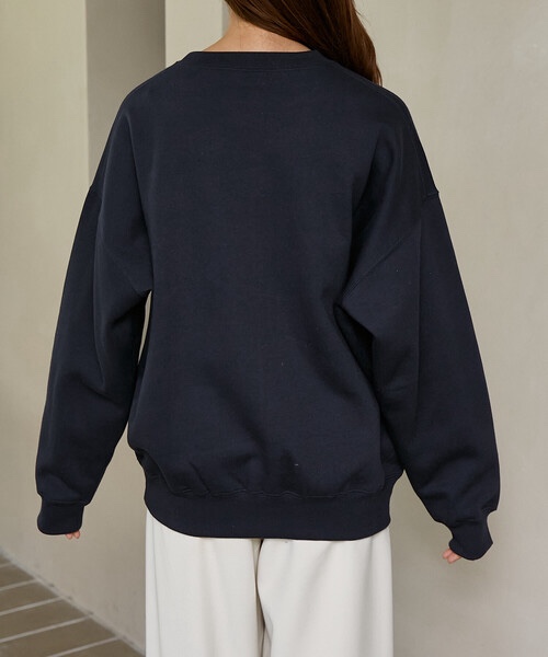 3色•Size F•異素材拼接三重雛菊加絨衛衣