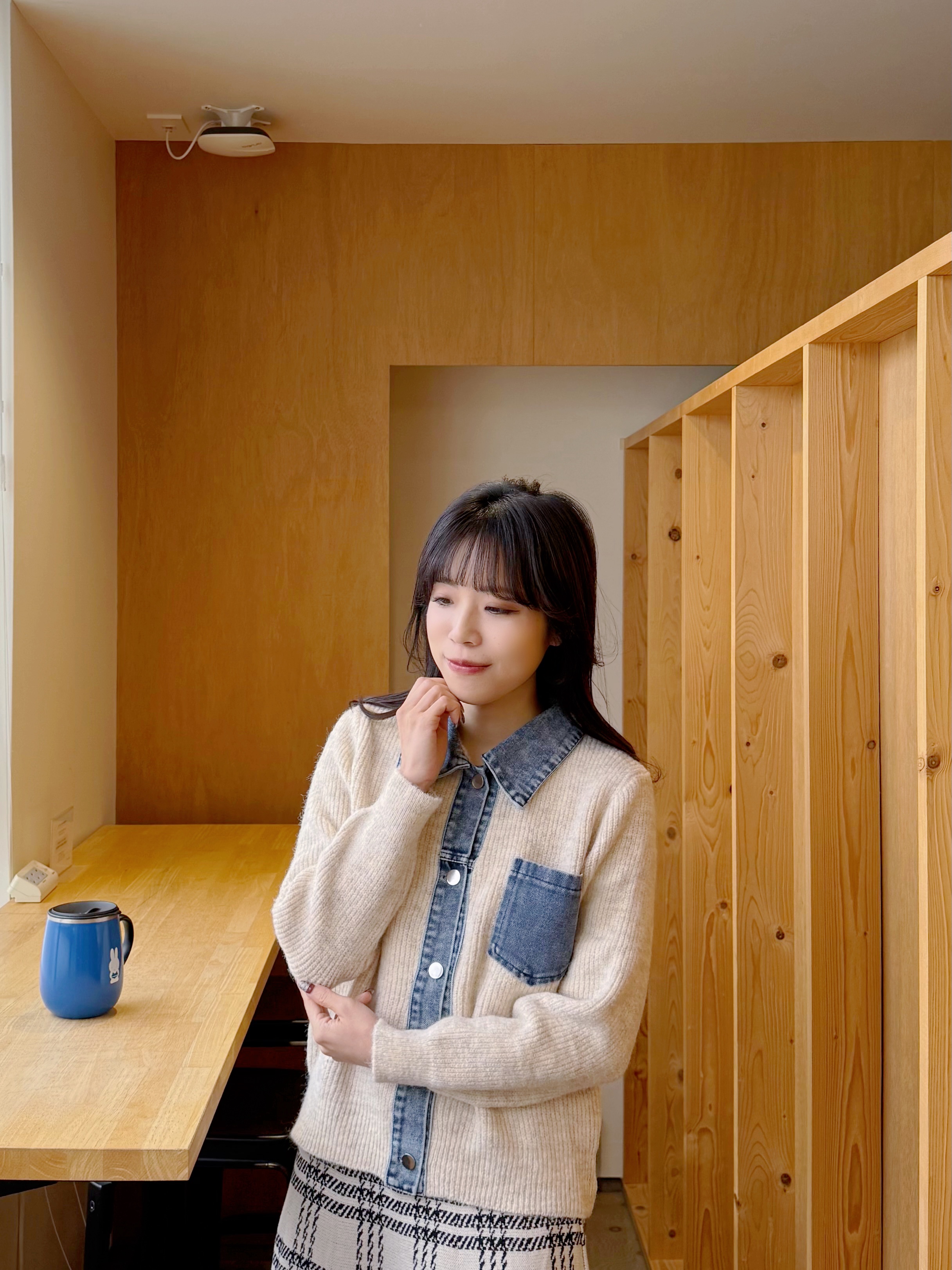 5色•拼牛仔冷衫外套