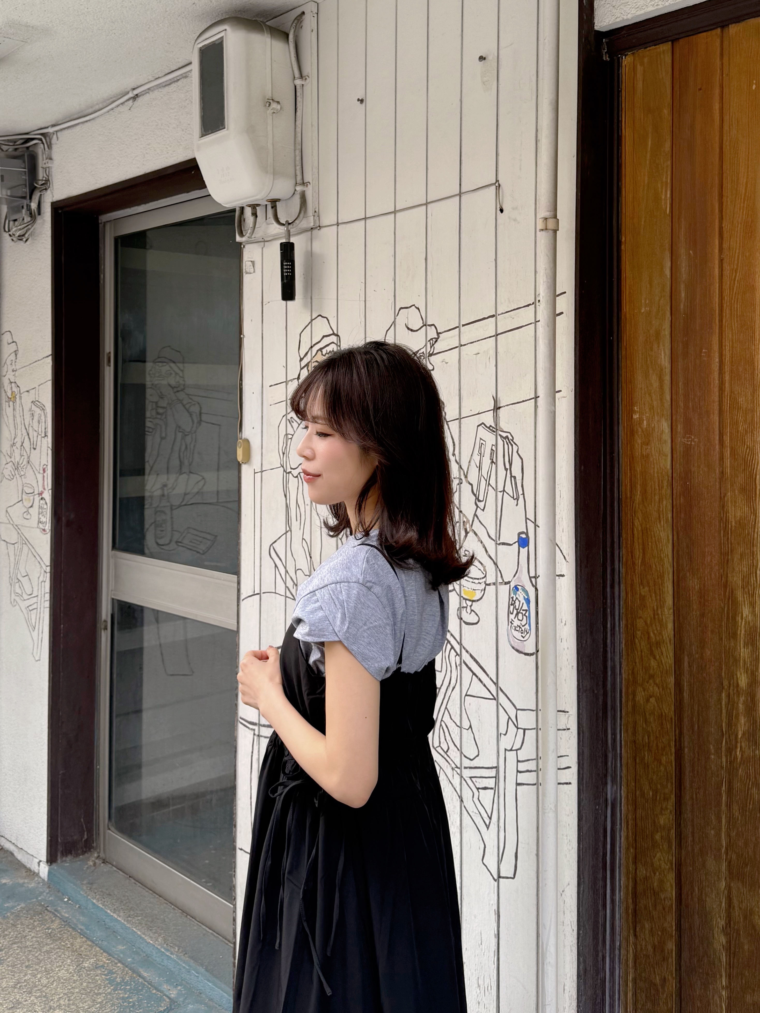 吊帶修腰A line雪紡連身裙