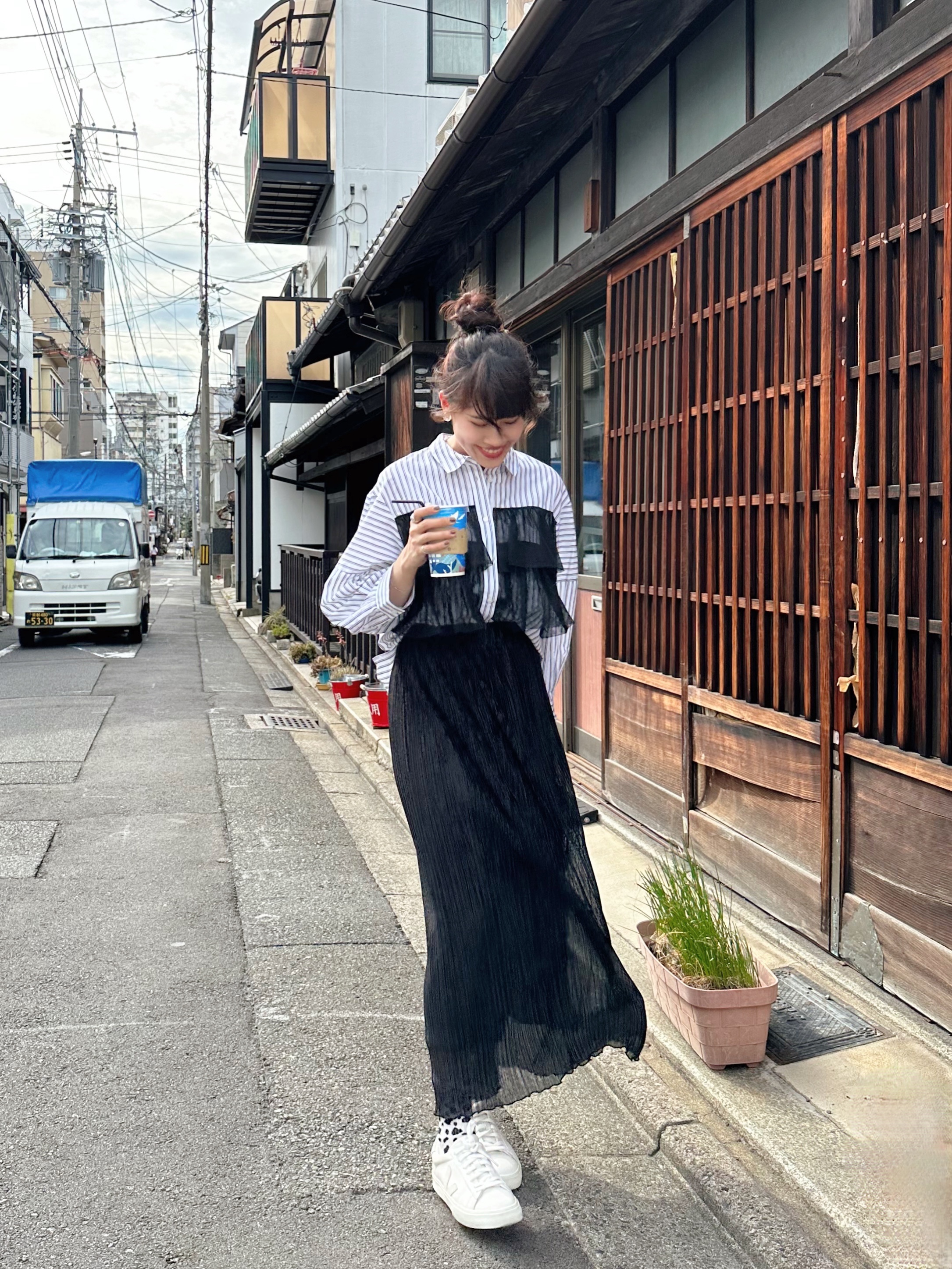 百摺薄雪紡淨色Pencil Skirt