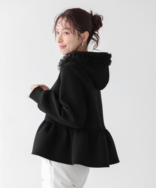 2色•紗紗連帽拉鍊傘擺外套