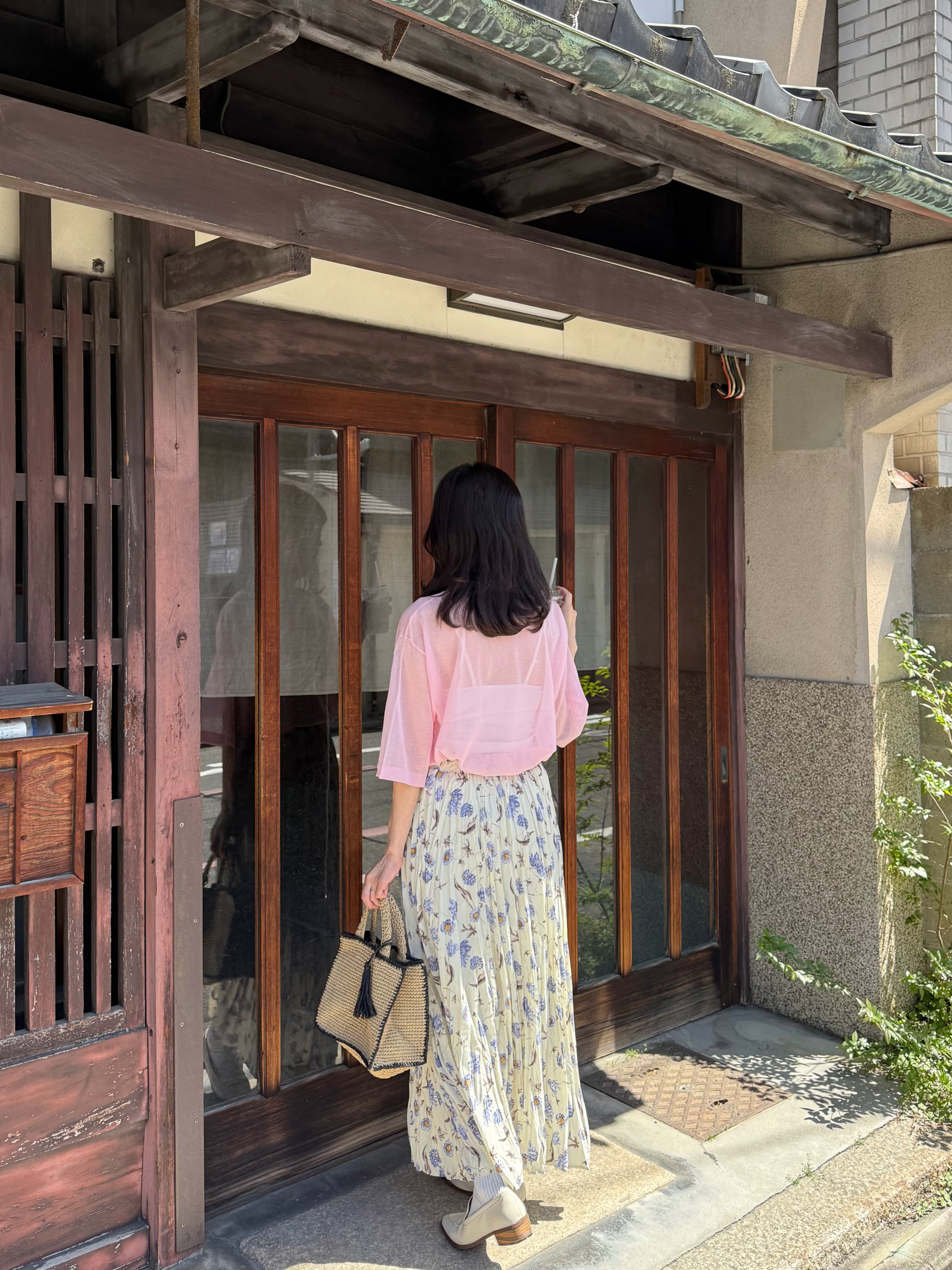 紫花百褶雪紡半身裙