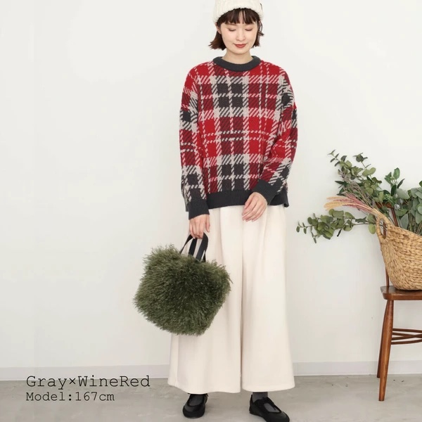 英倫格紋拼色冷衫