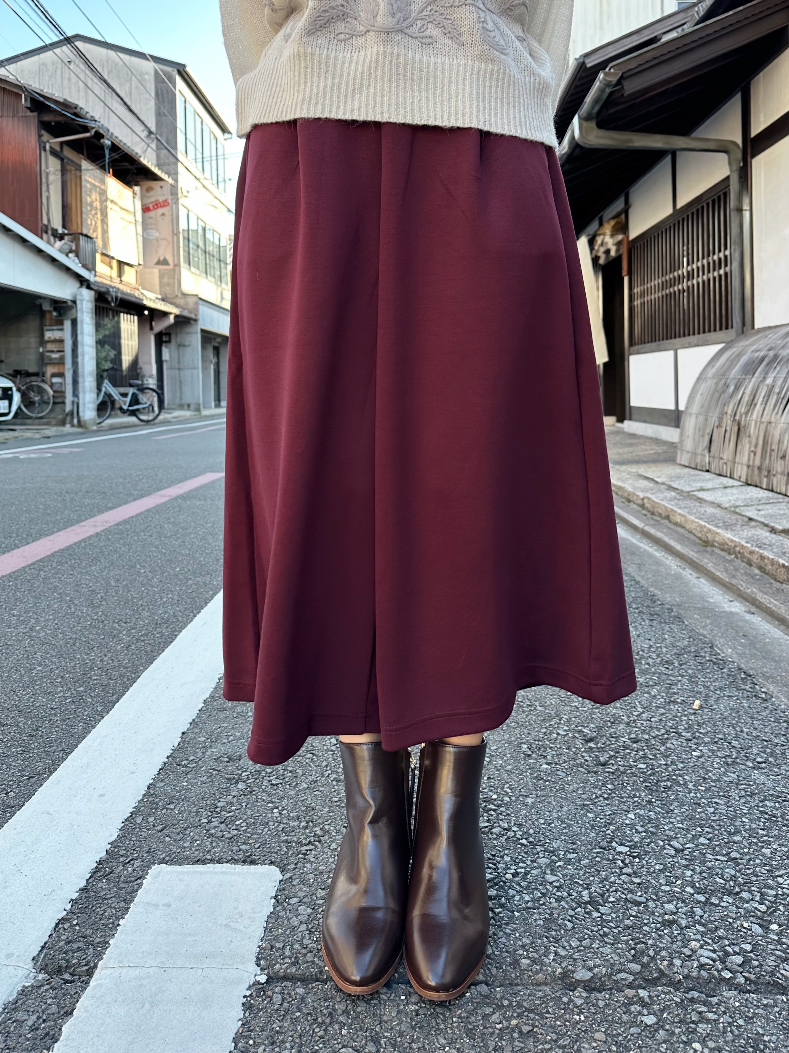 簡約秋冬淨色闊腳褲