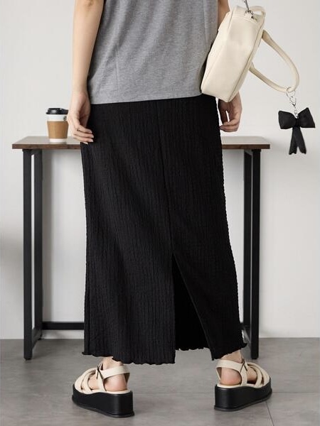 百褶雪紡直長半身裙